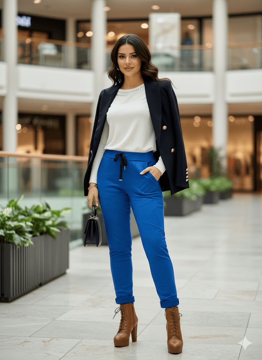 LS57110 İtalyan Süet Pantolon Saks