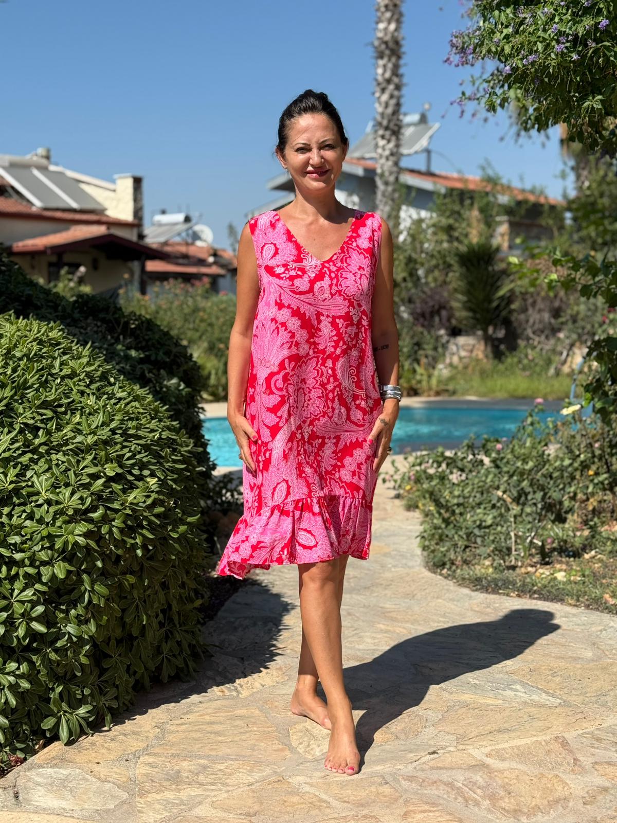 MLN16165 Viskon Alanya Elbise