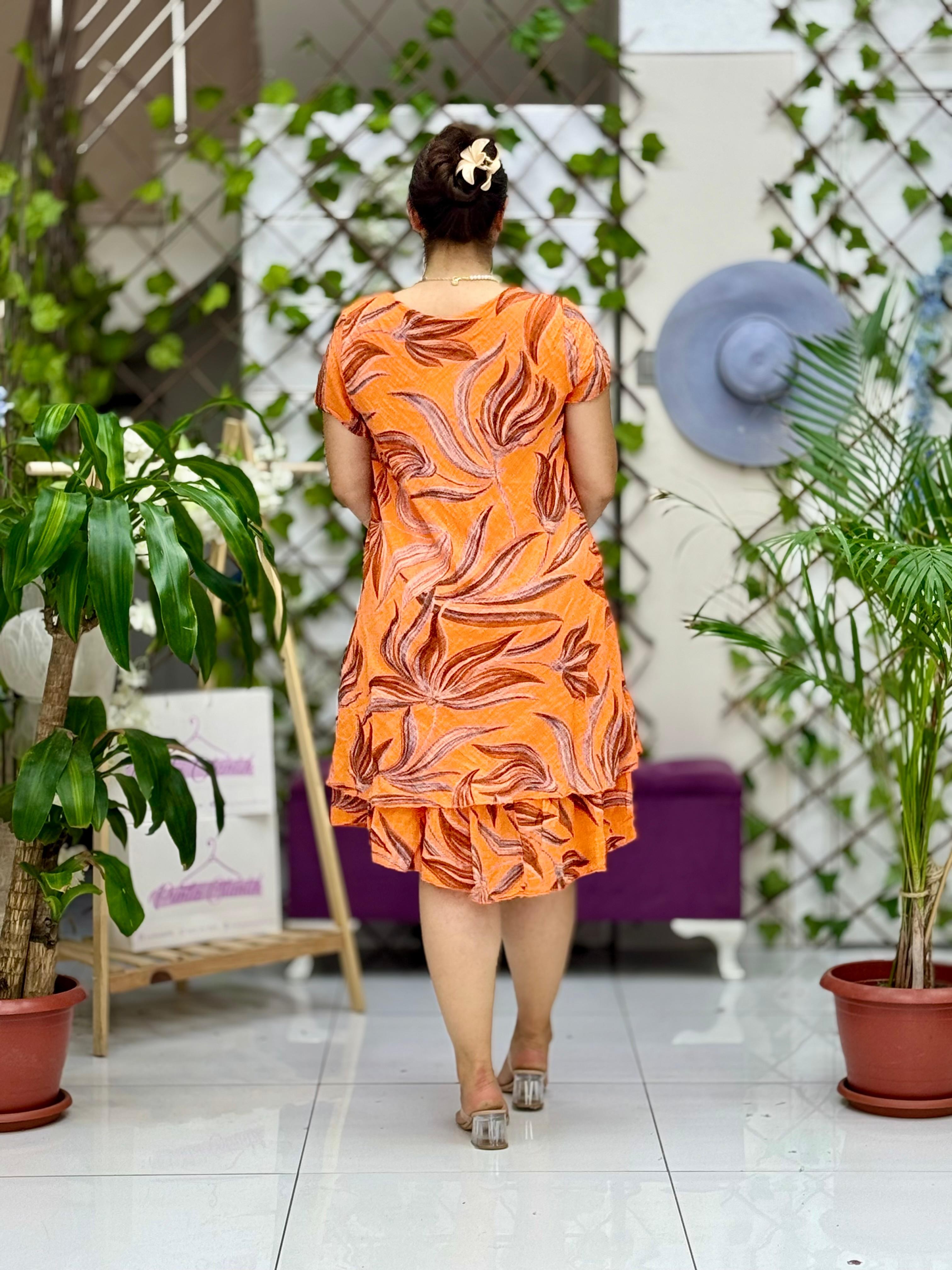 N5012-26 Vestido Italiano De Lino De Algodón Manga Corta Blanco