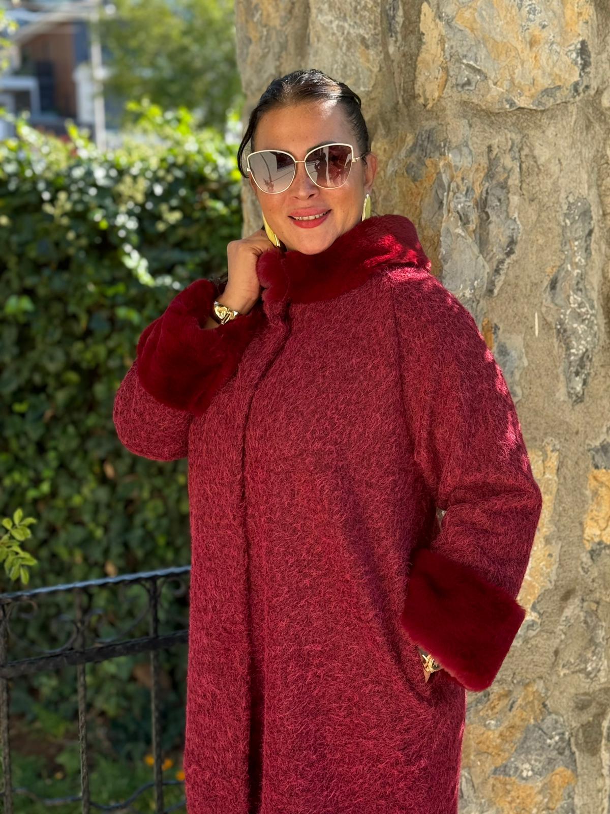 N2238 Abrigo Napa Leopardo Cremallera Negro