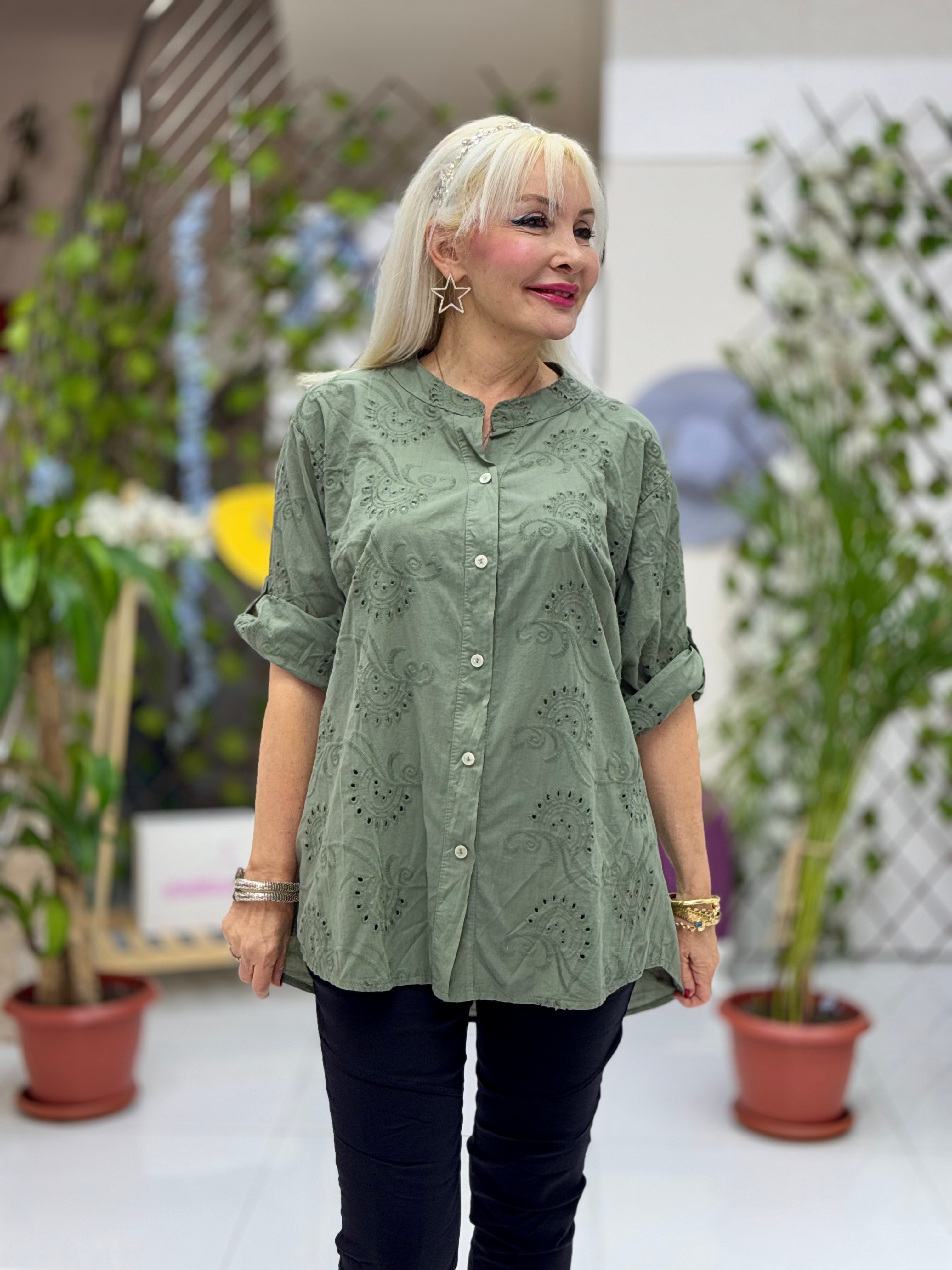 YG20023 İtalyan Fistolu Coton Bluz Haki