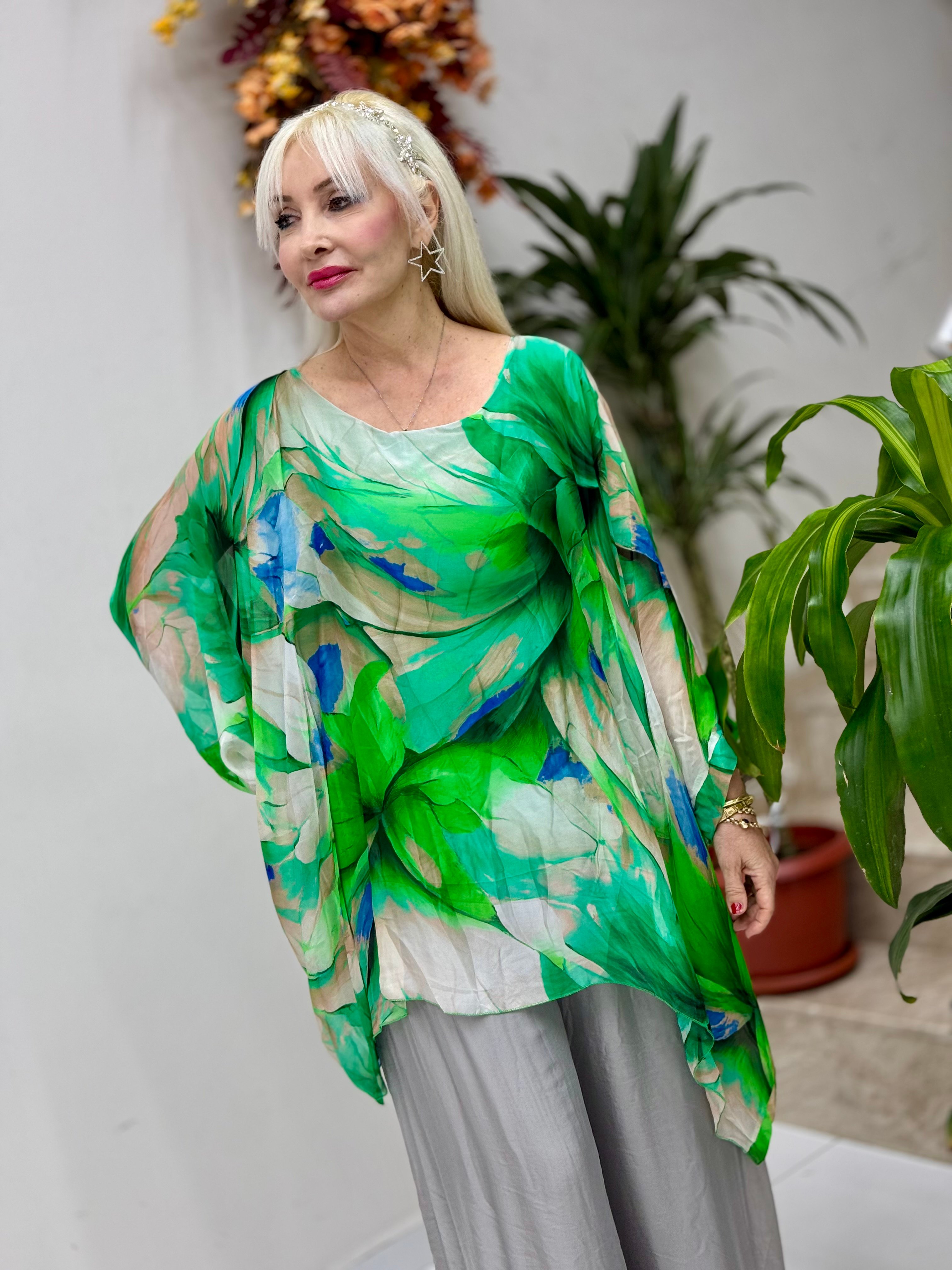 N6840 Blusa Seda Italiana Negro