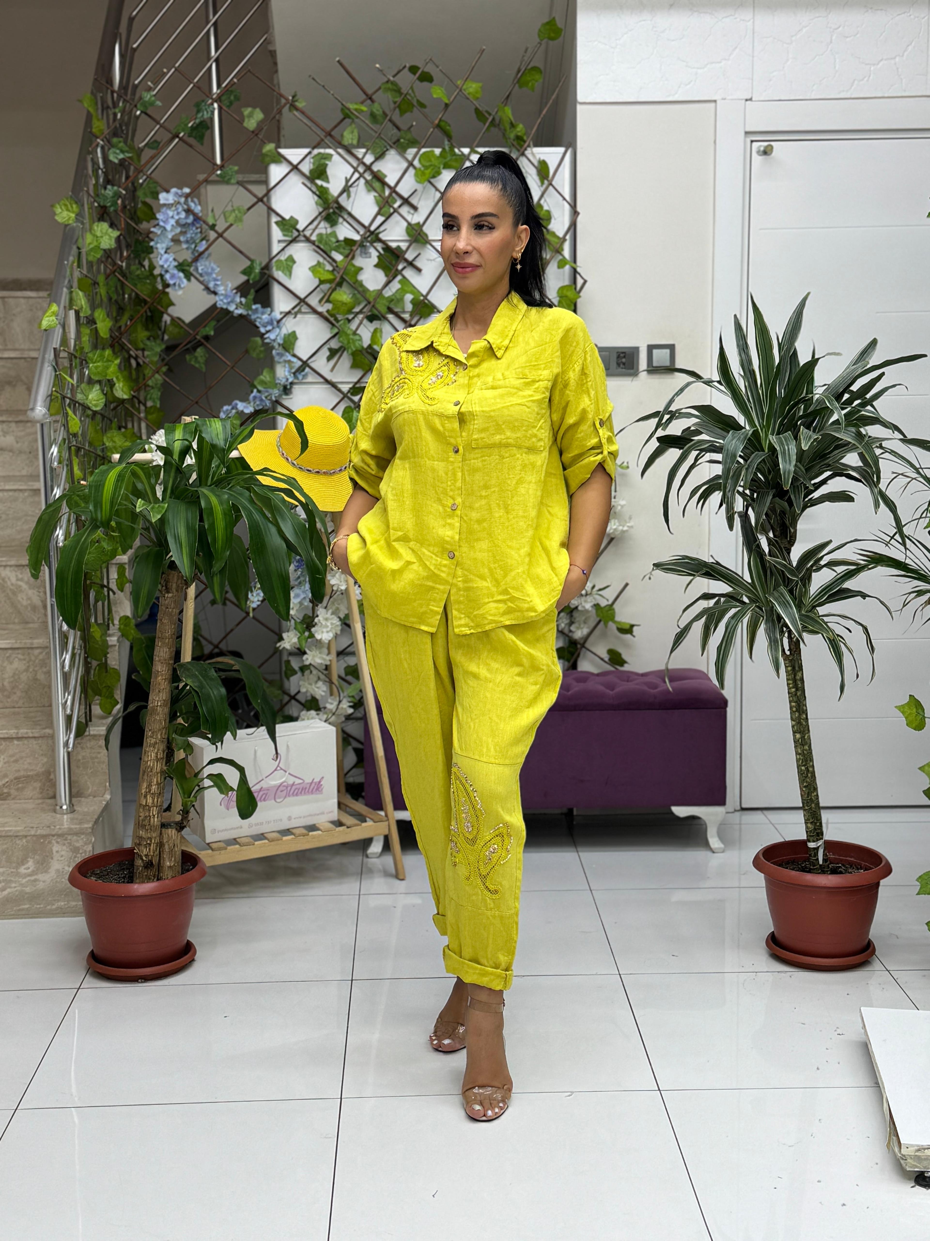 N10661 Traje Italiano Lino Ciruela