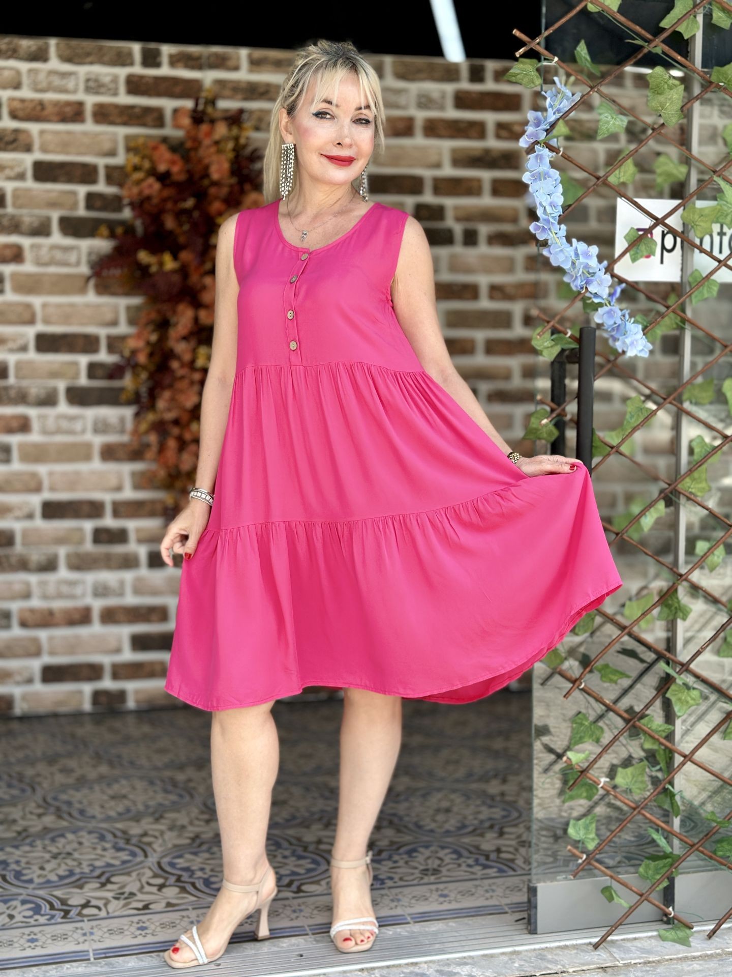 Y10887 Bodrum Elbise Pembe