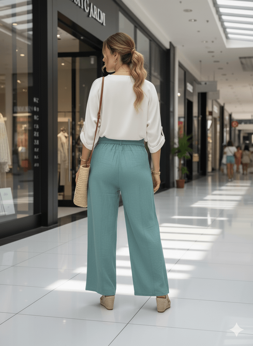P3082 PANTALÓN LINO ITALIANO MARRÓN