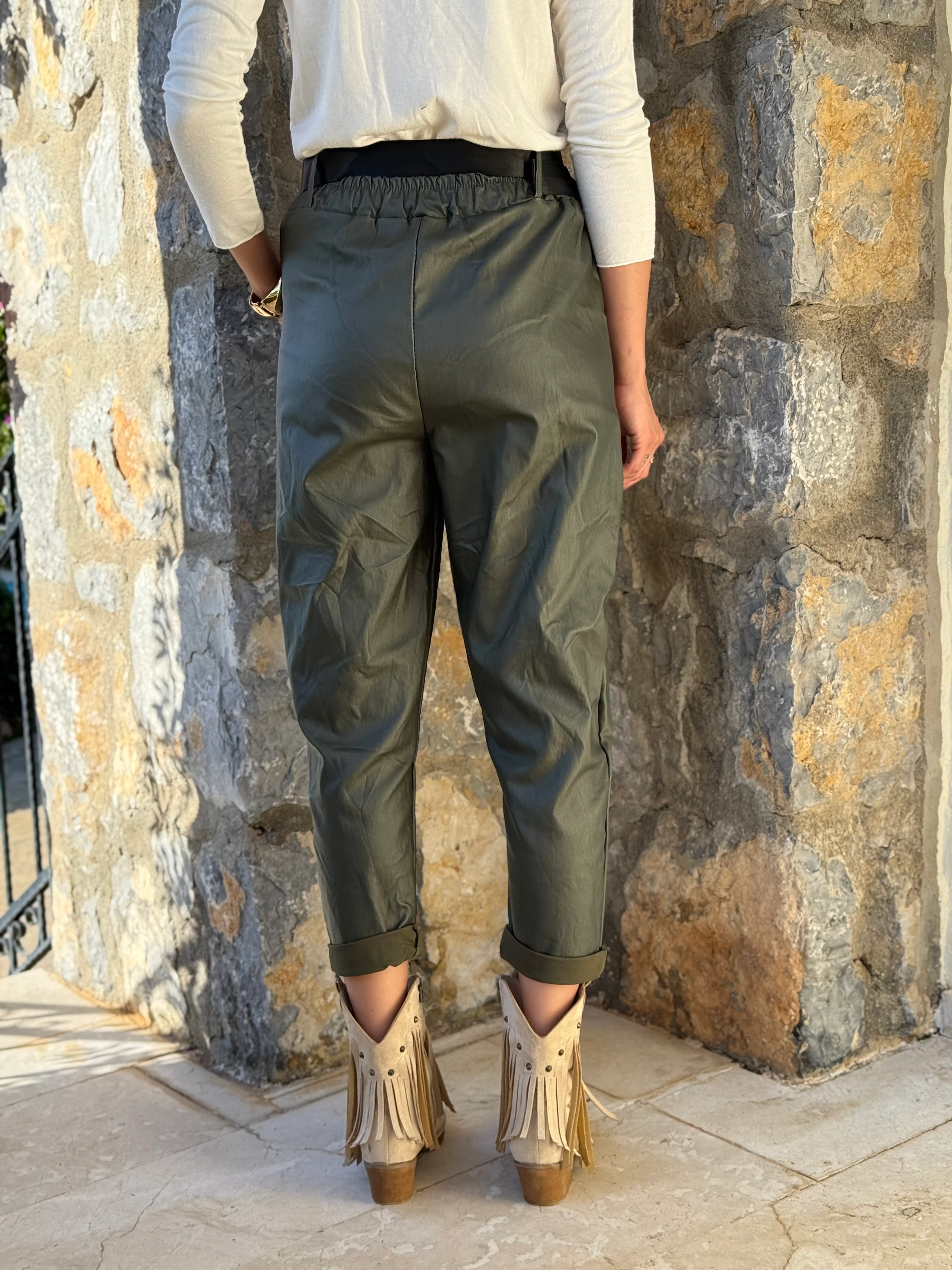 NC8600 İtalyan Deri Pantolon Yeşil