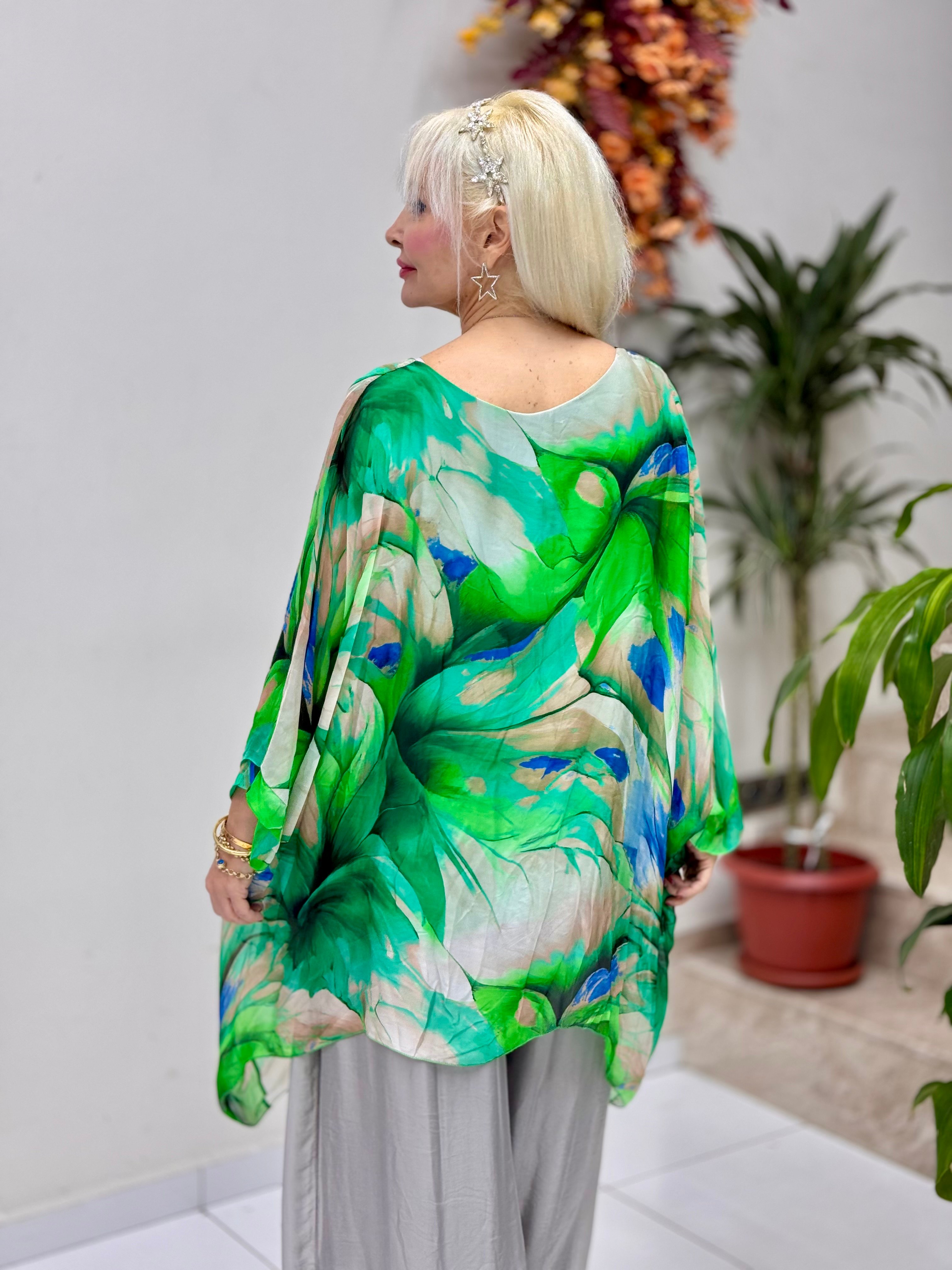 N6840 Blusa Seda Italiana Negro