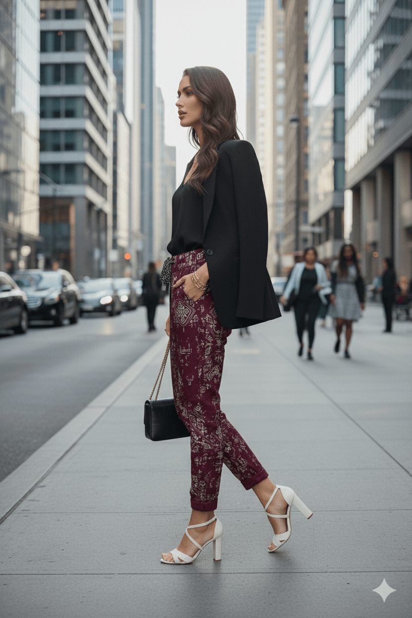 A14502 İTALYAN COTON PANTOLON BORDO-SİLVER