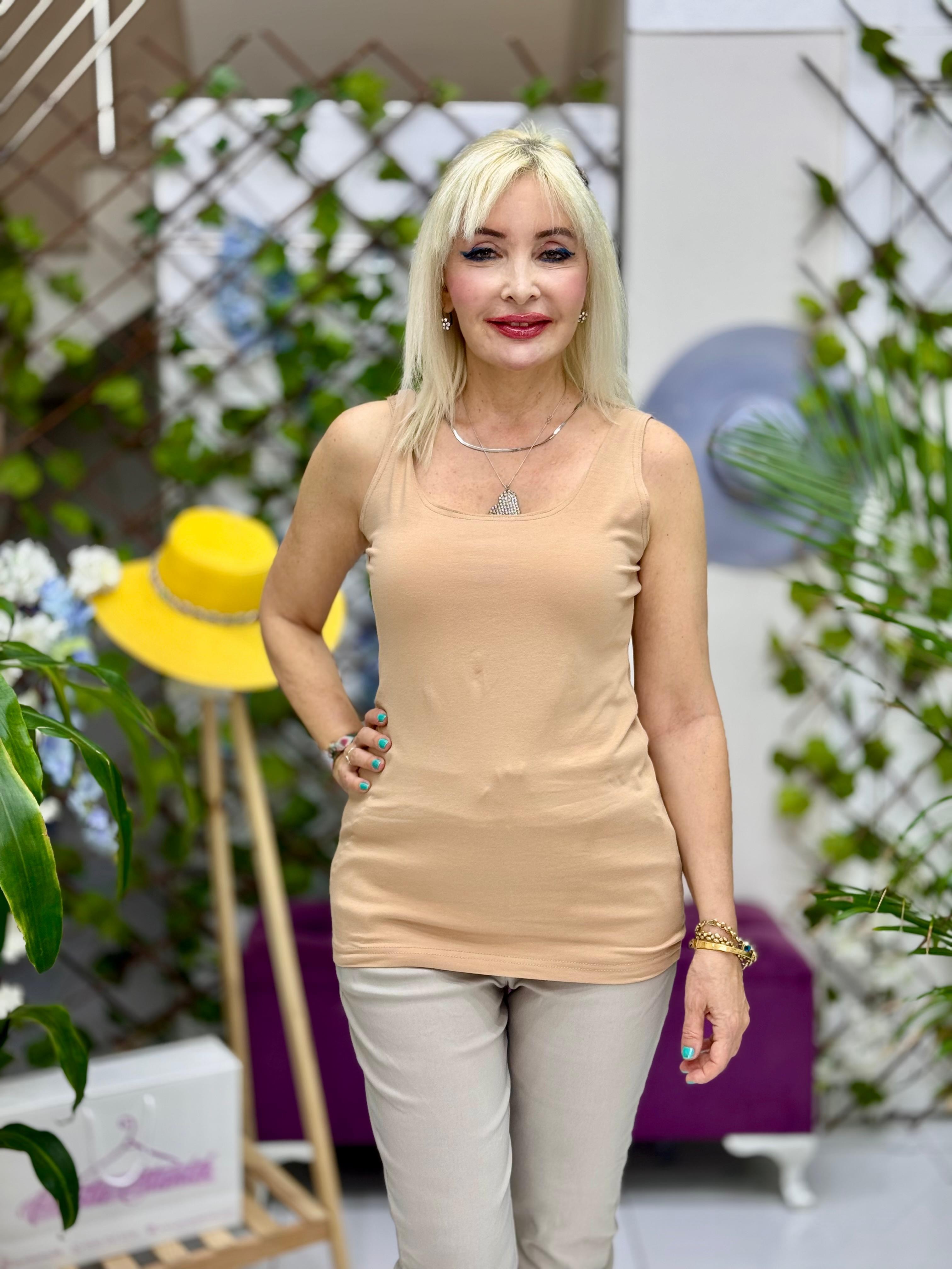 AY15100 Askılı Basic Penye Bluz Krem