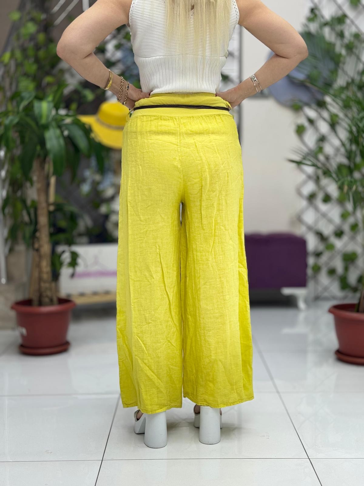 P3082 PANTALÓN LINO ITALIANO MARRÓN