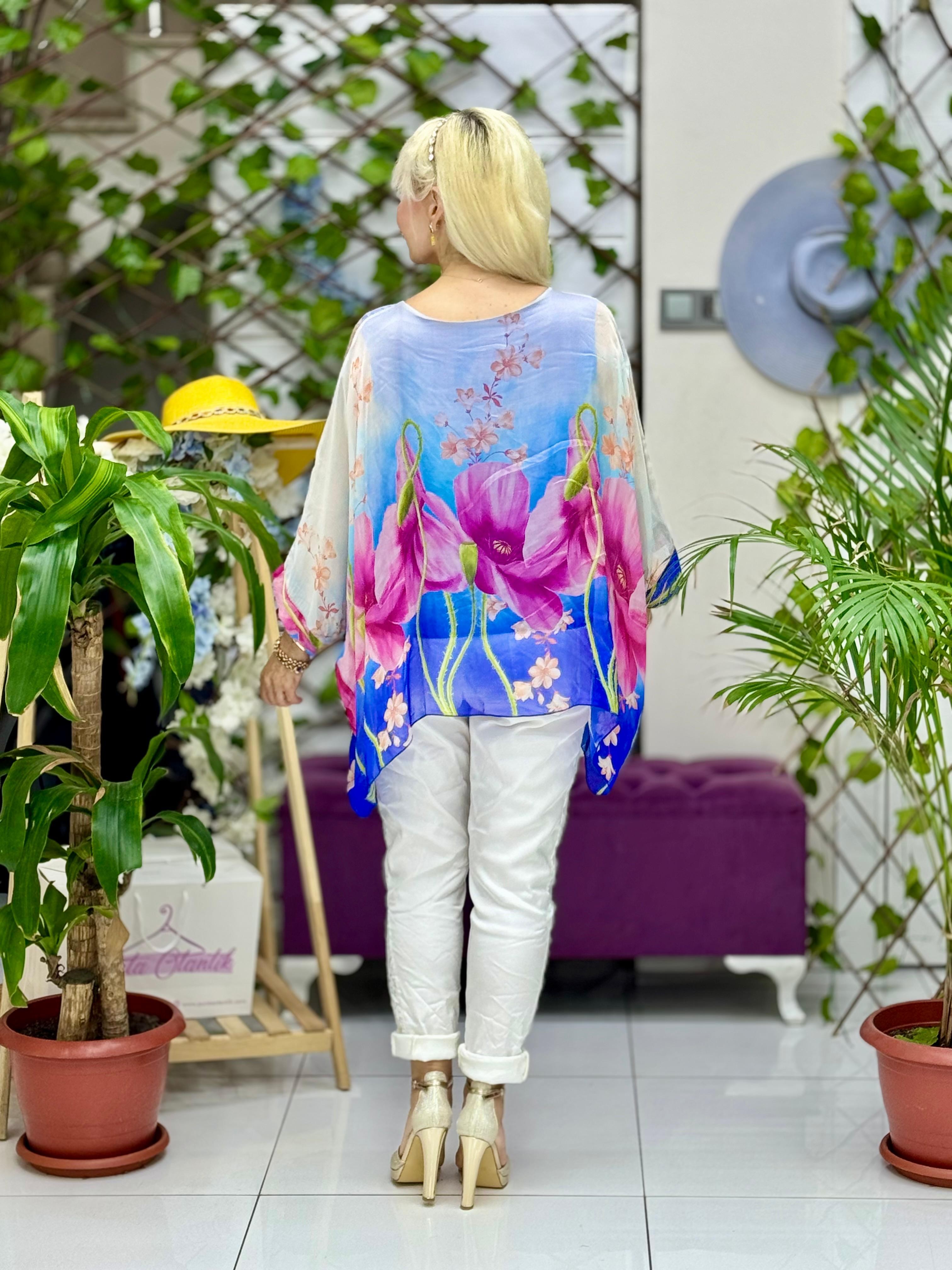 N6840 Blusa Seda Italiana Negro
