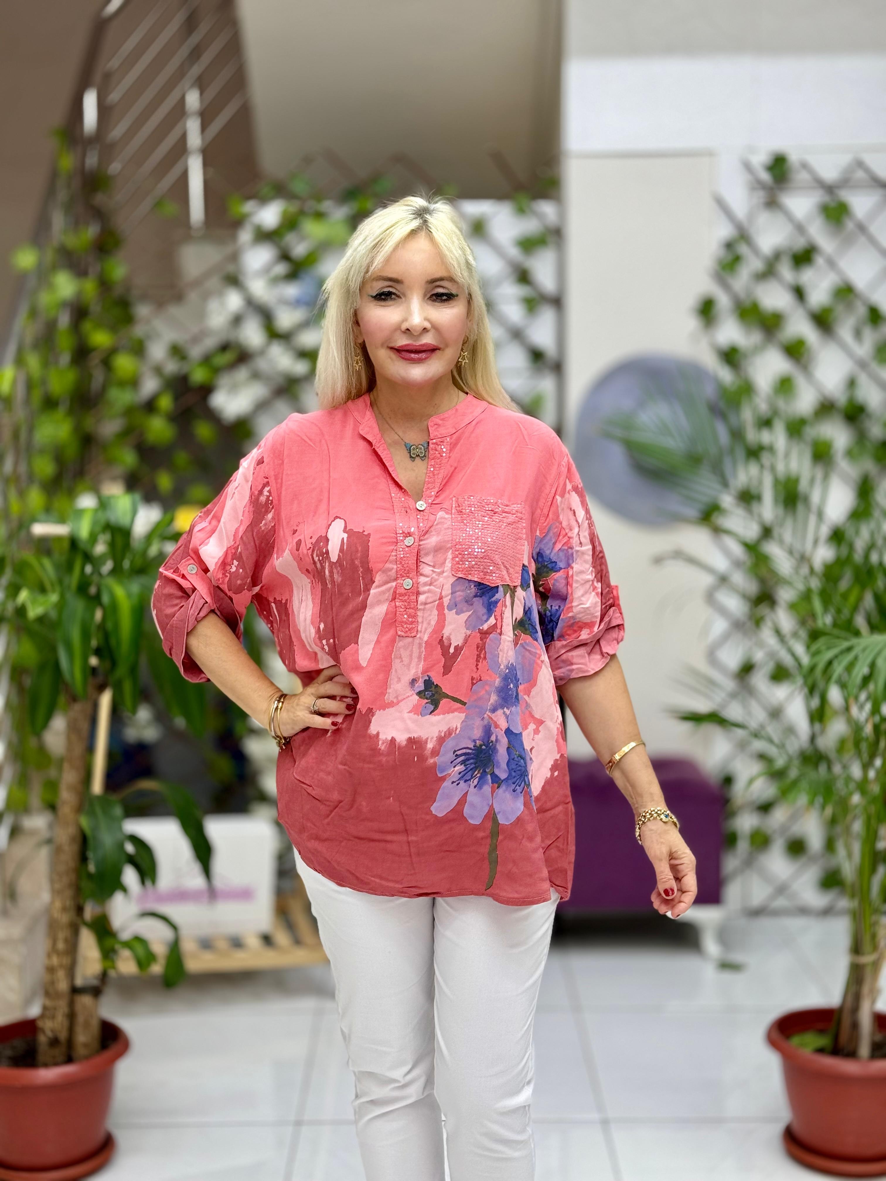 NC15430 İtalyan Coton Bluz Mercan