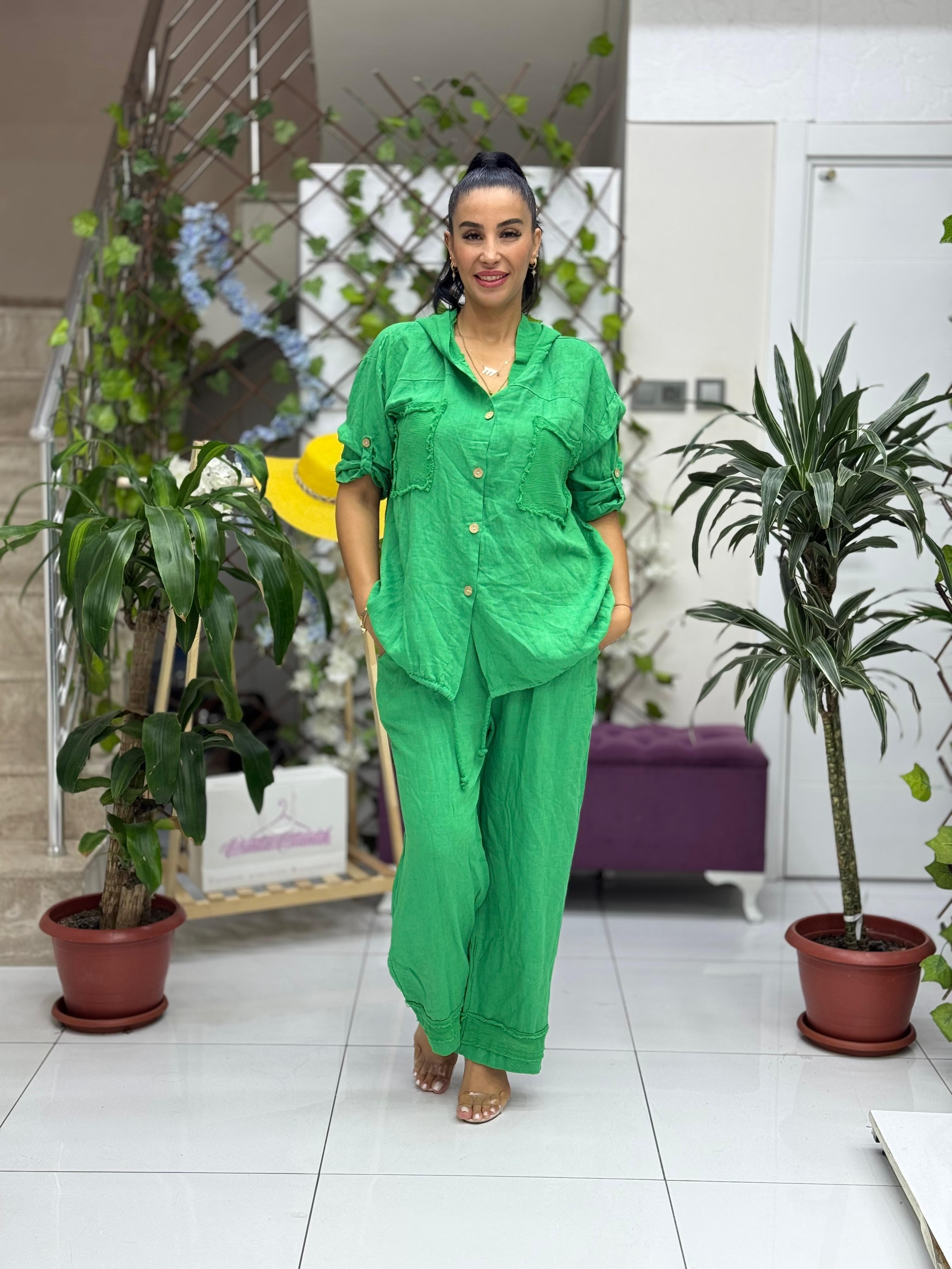 N10661 Traje Italiano Lino Ciruela