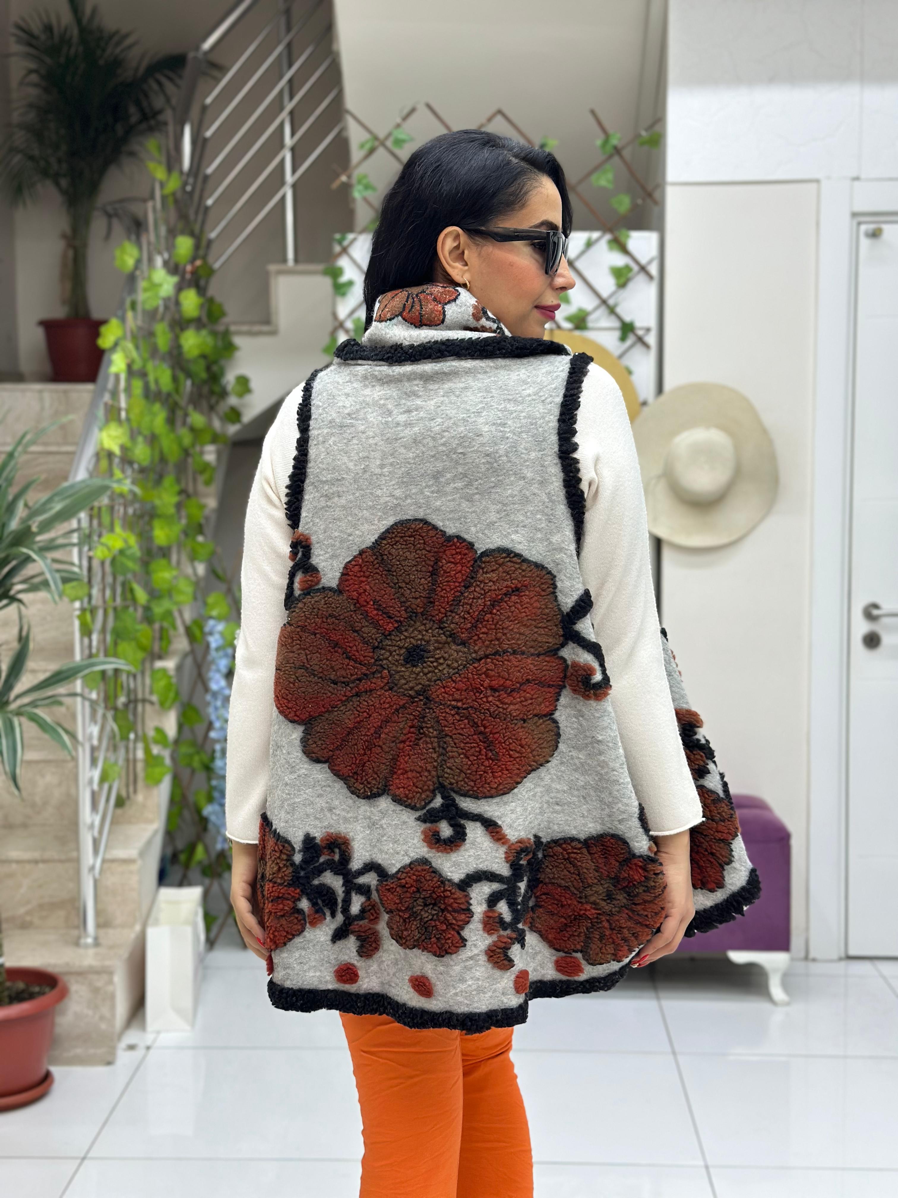 LS82431 İtalyan Keçe Yelek Gri