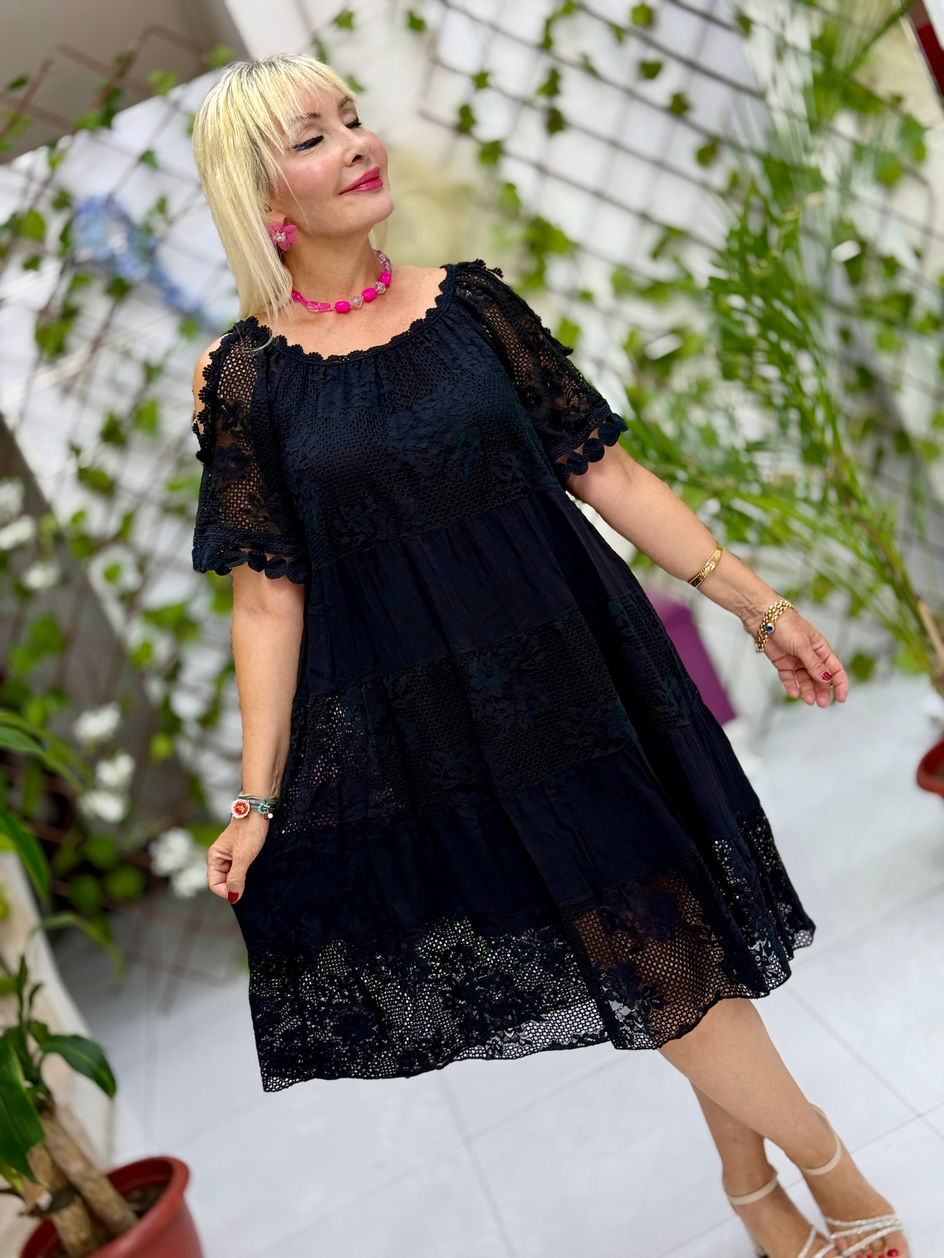 N20725 Vestido de algodón italiano Rosa
