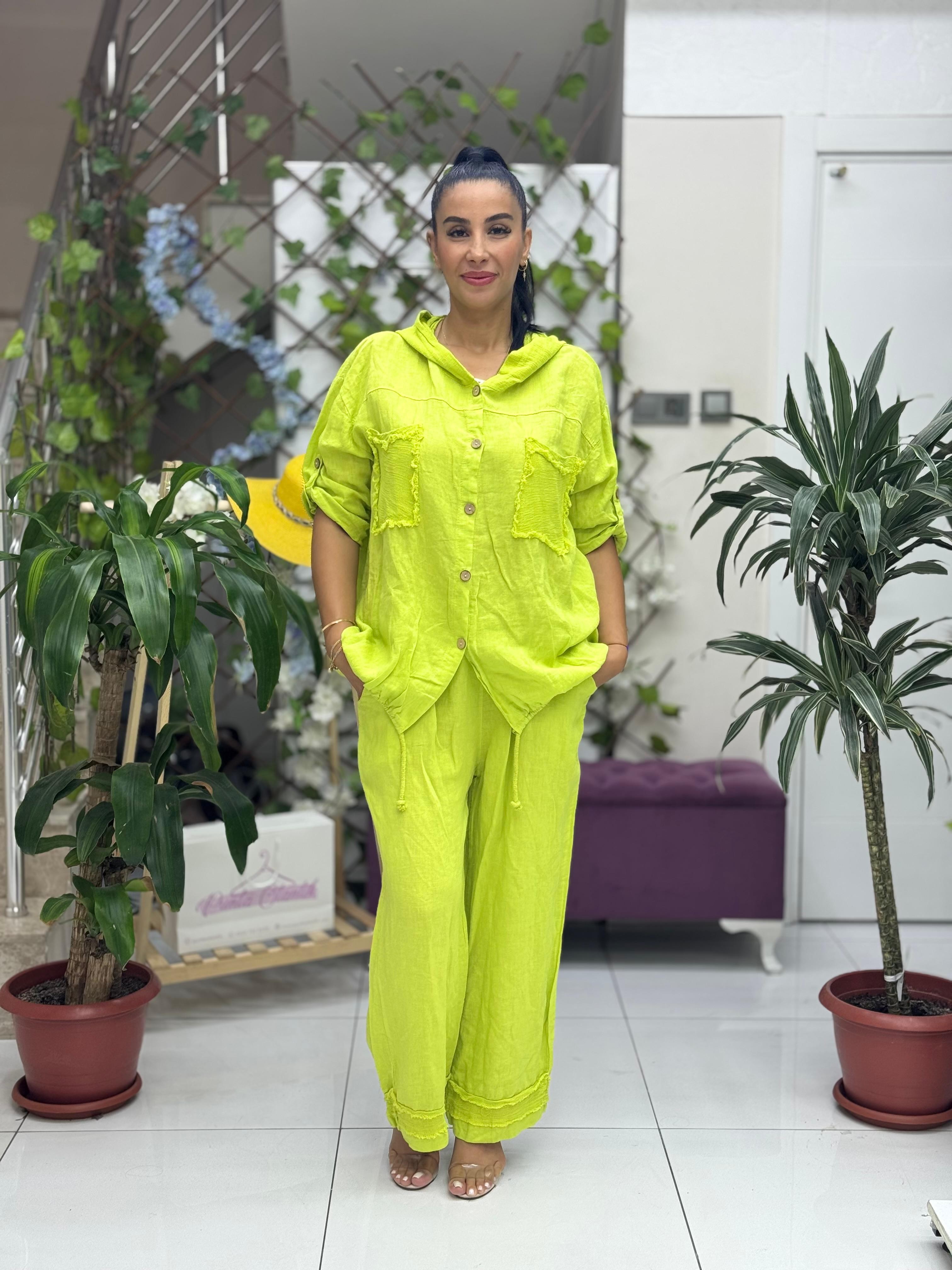 N10661 Traje Italiano Lino Ciruela