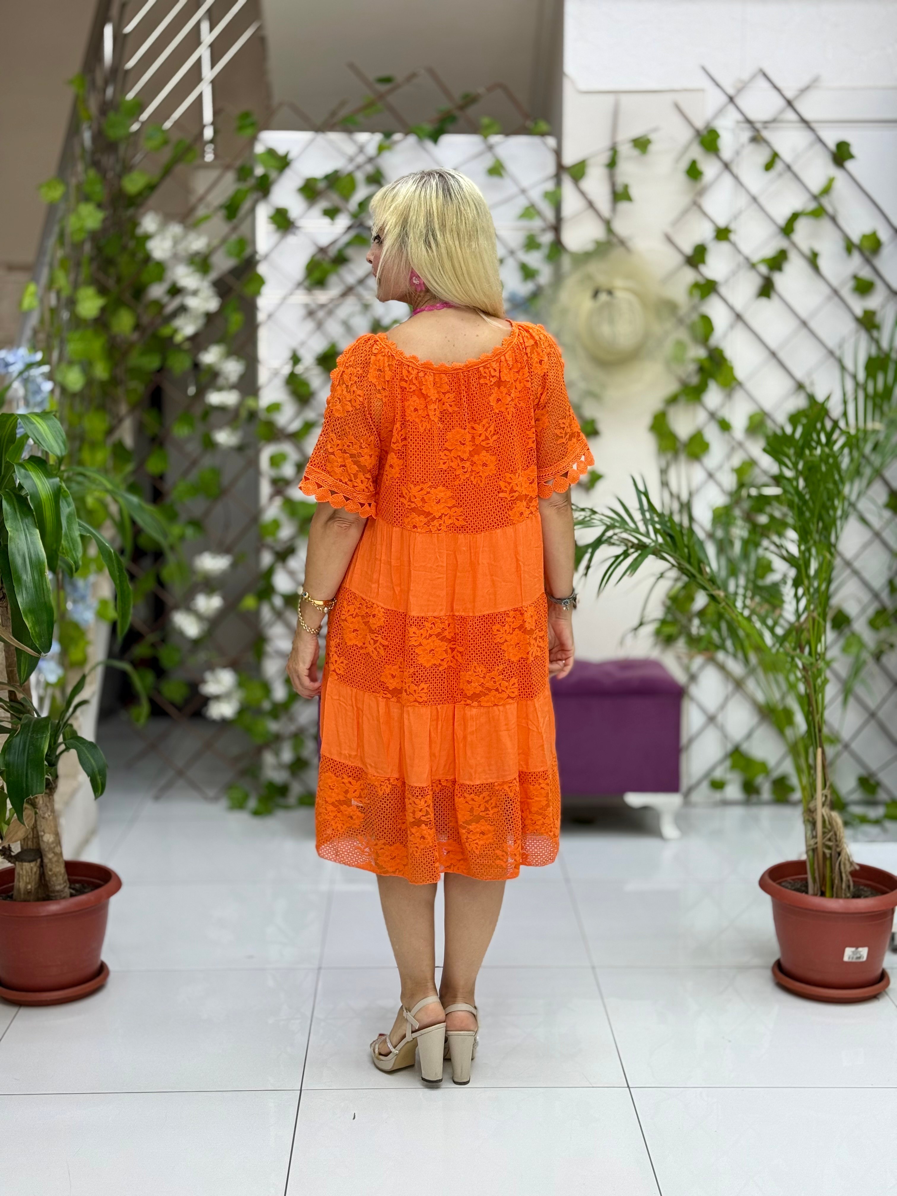 N20725 Vestido de algodón italiano Rosa