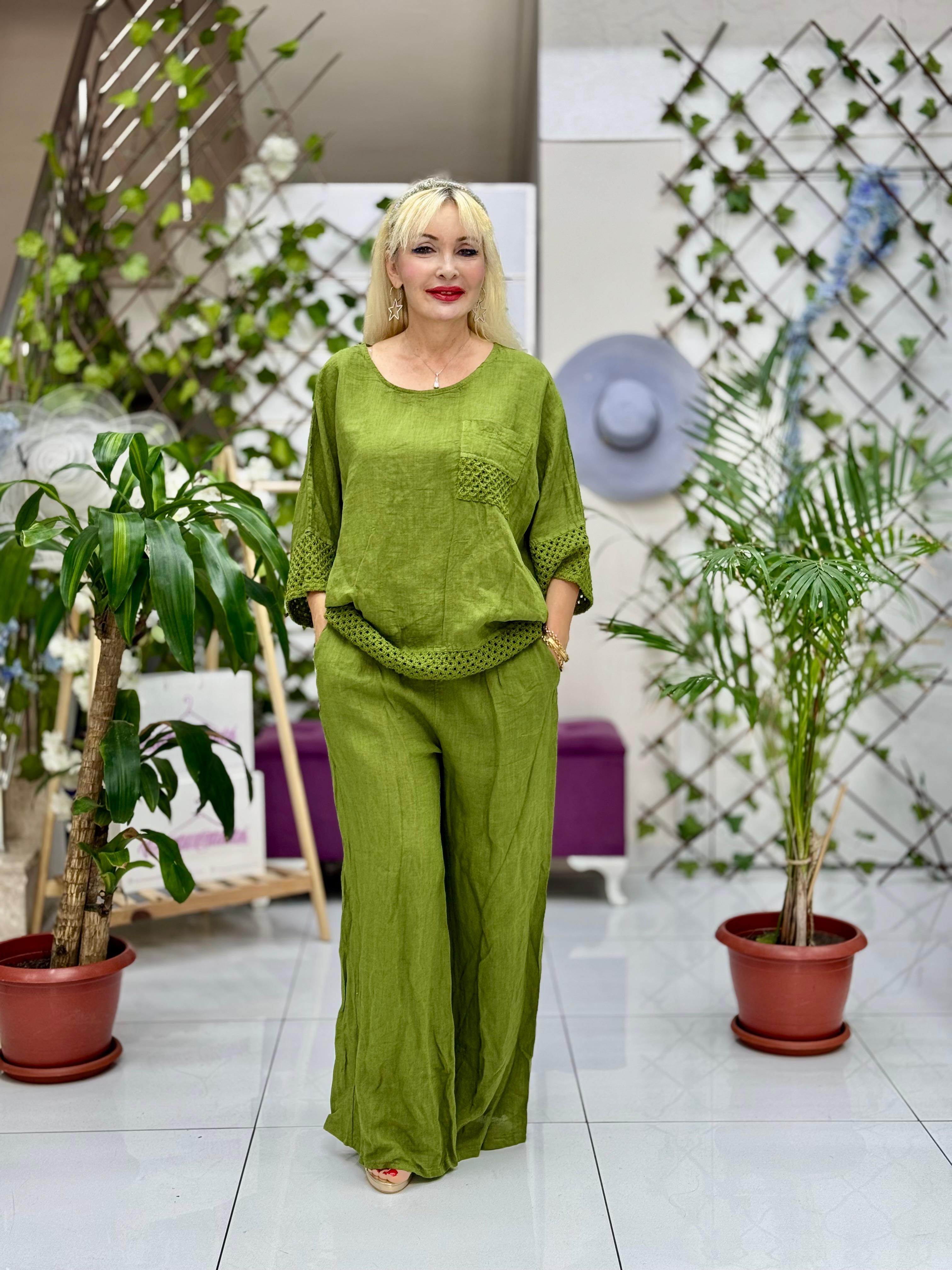 N10661 Traje Italiano Lino Ciruela