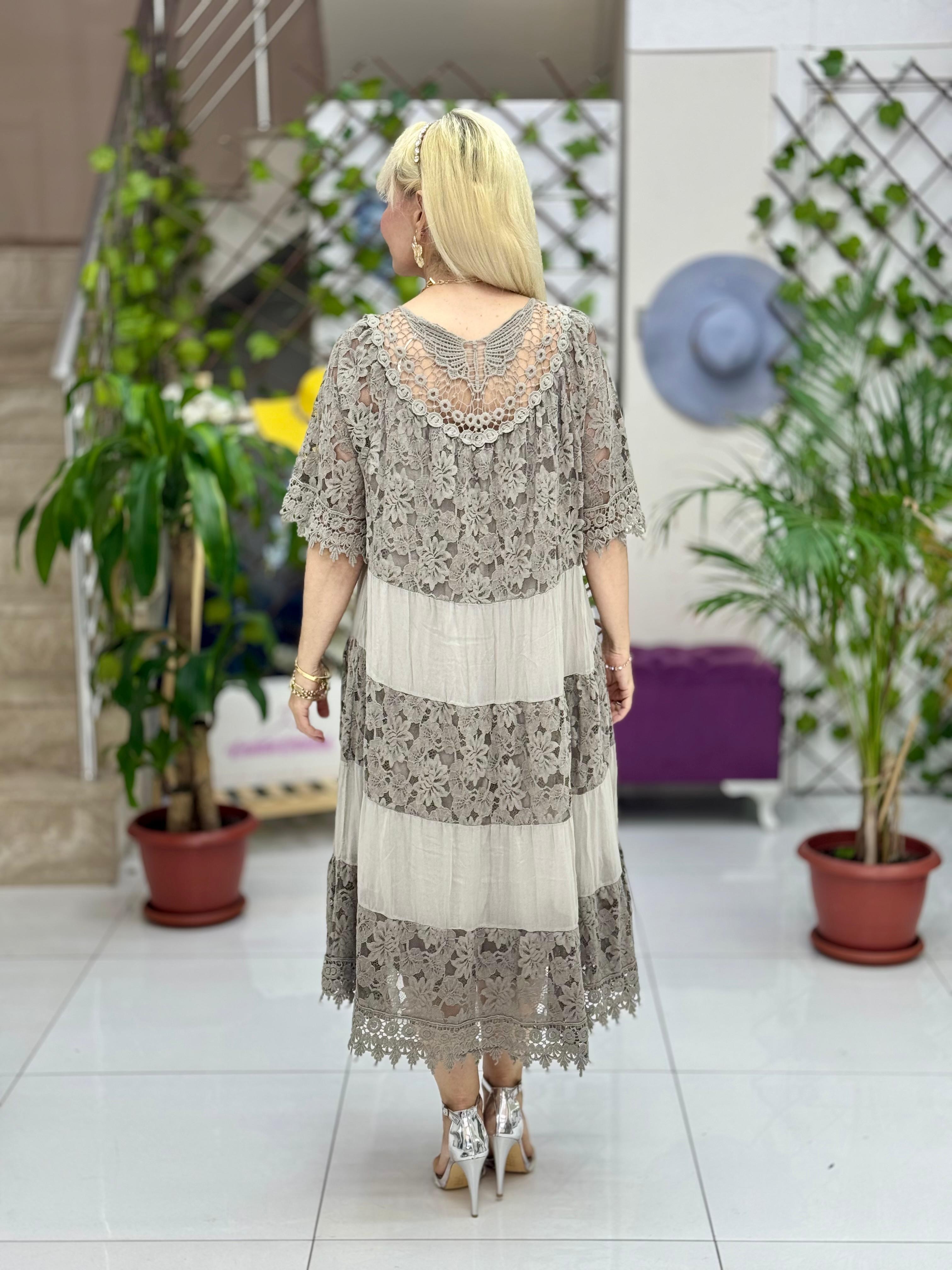 N510337 Vestido De Seda Italiana Beige