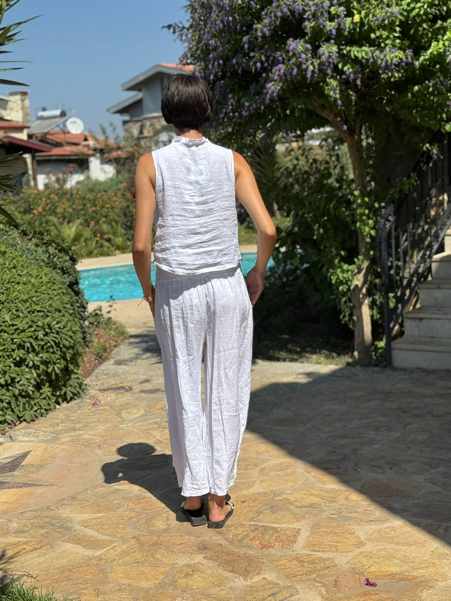 N10661 Traje Italiano Lino Ciruela