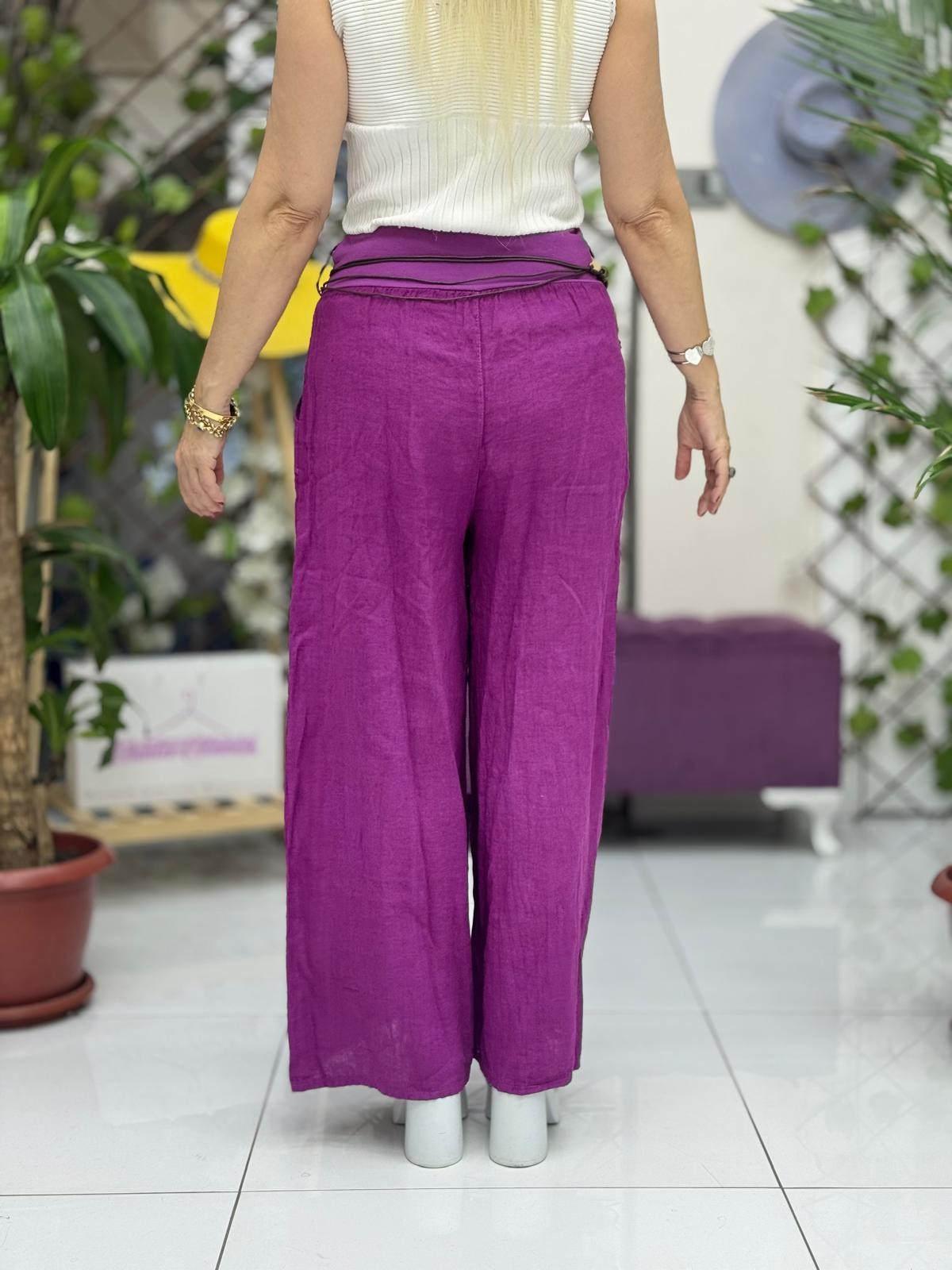 P3082 PANTALÓN LINO ITALIANO MARRÓN