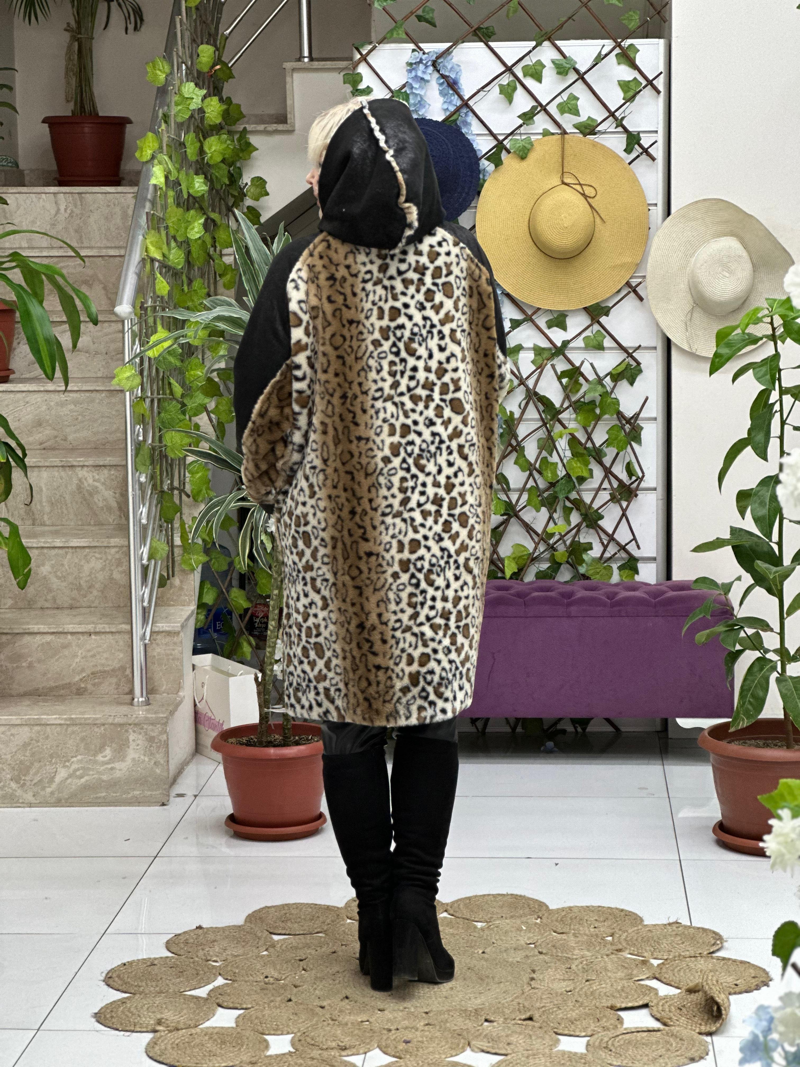 NC91140 Leopar Çift Taraflı  Nubuk Kaban