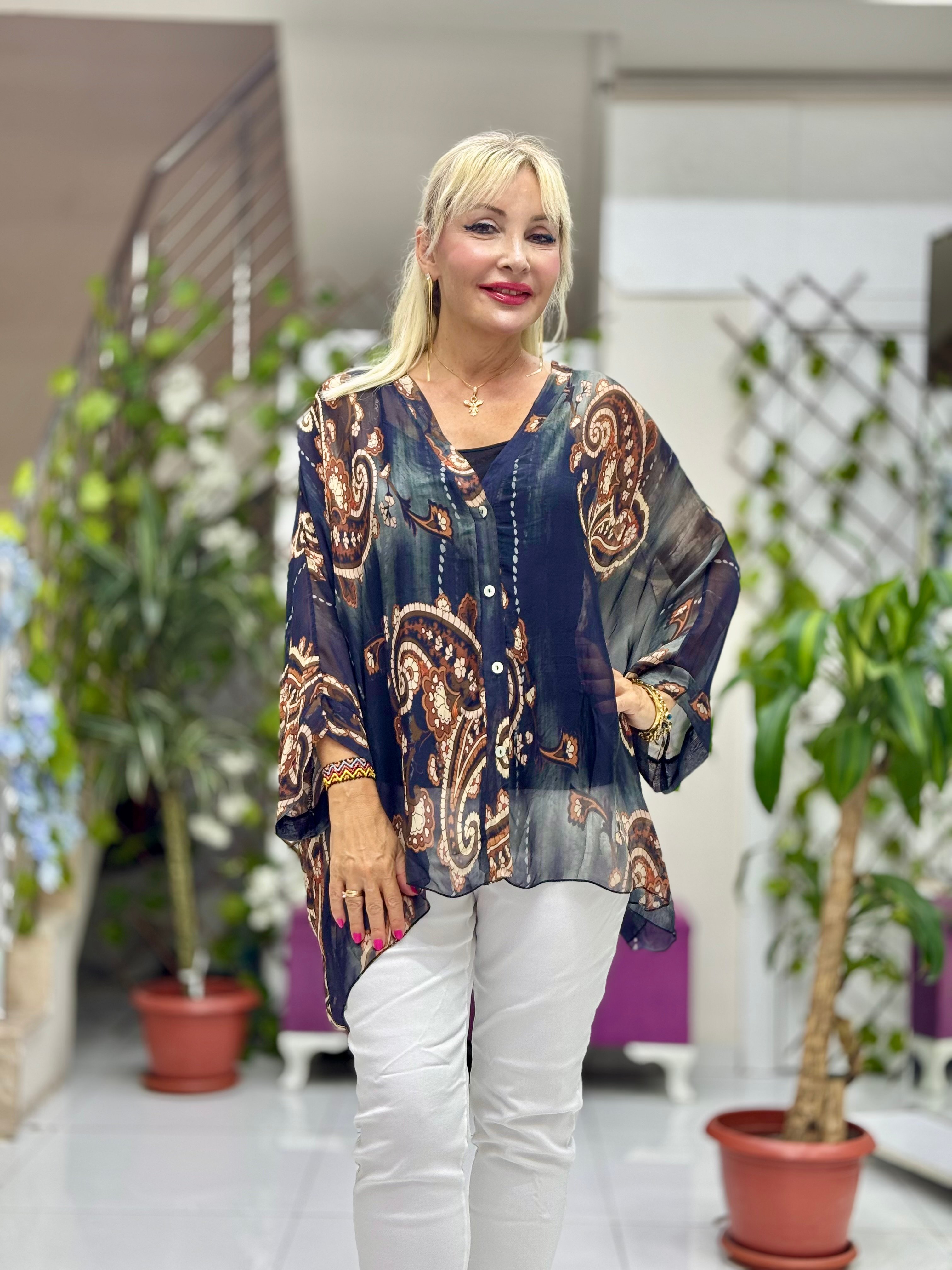 Nb502004 İtalyan İpek Bluz Siyah