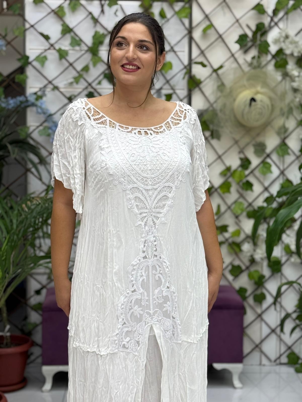 VL1420 Hürrem Vual Elbise Beyaz