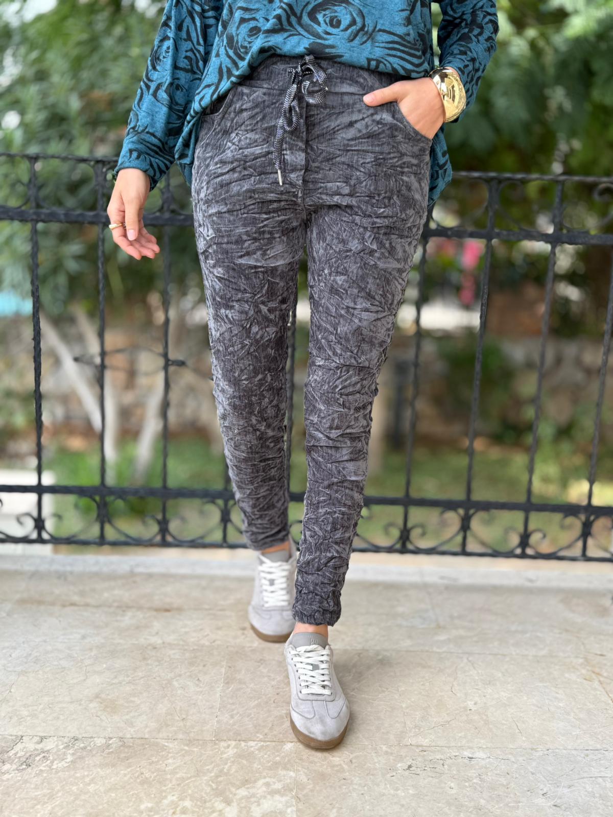 NC50637 İtalyan Likralı Parlak Kadife Pantolon Füme