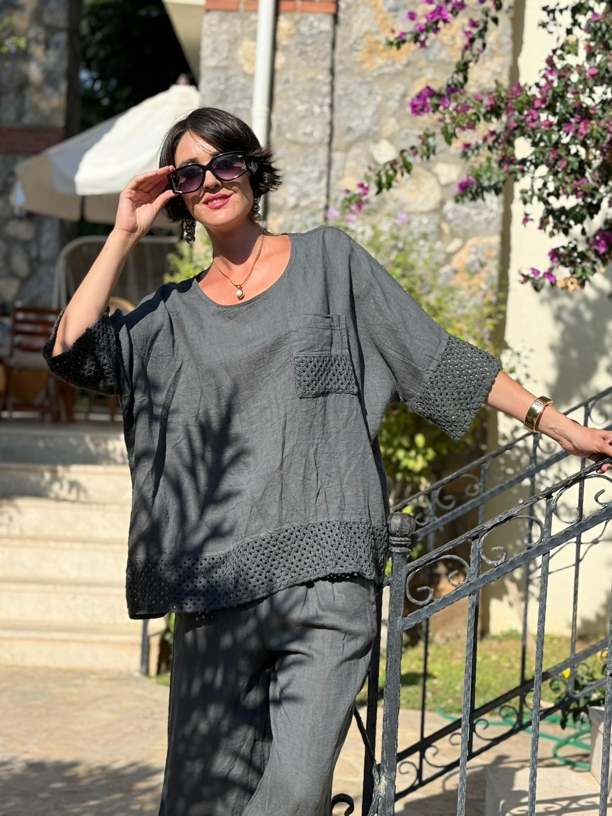 PT12050 İtalyan Keten Takım Füme