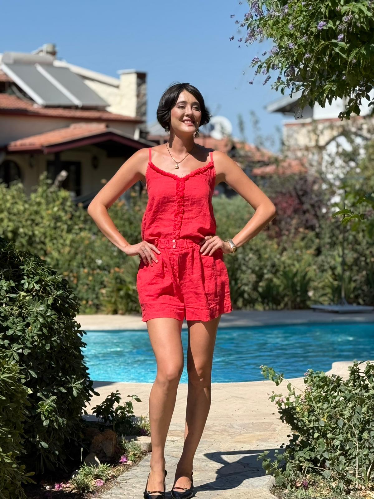 N10661 Traje Italiano Lino Ciruela