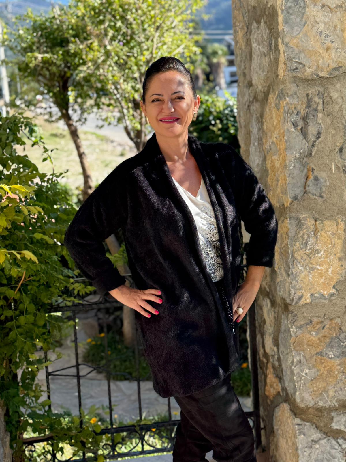 NC25026 Kapamasız Yün Hırka Siyah