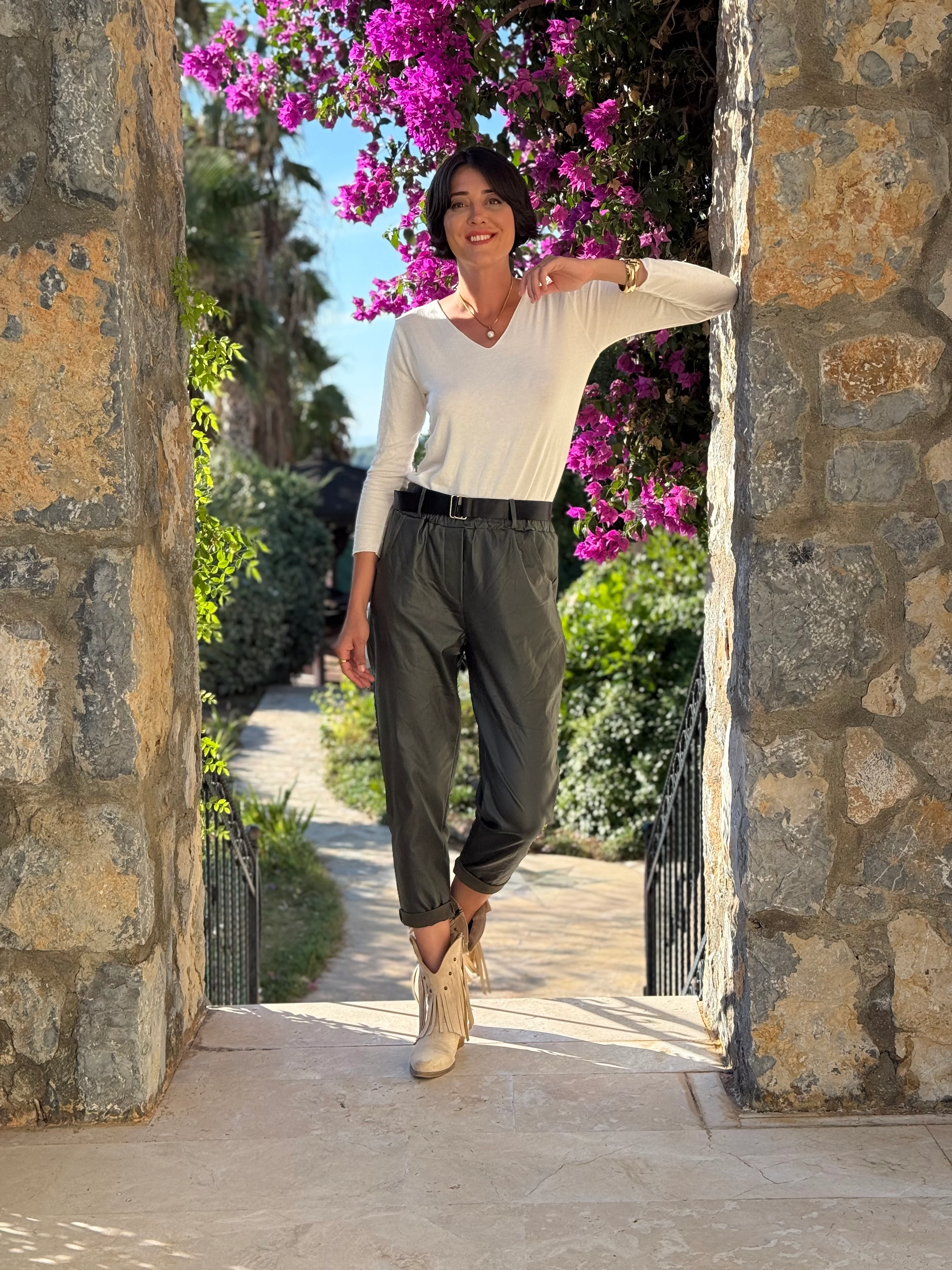 NC8600 İtalyan Deri Pantolon Yeşil