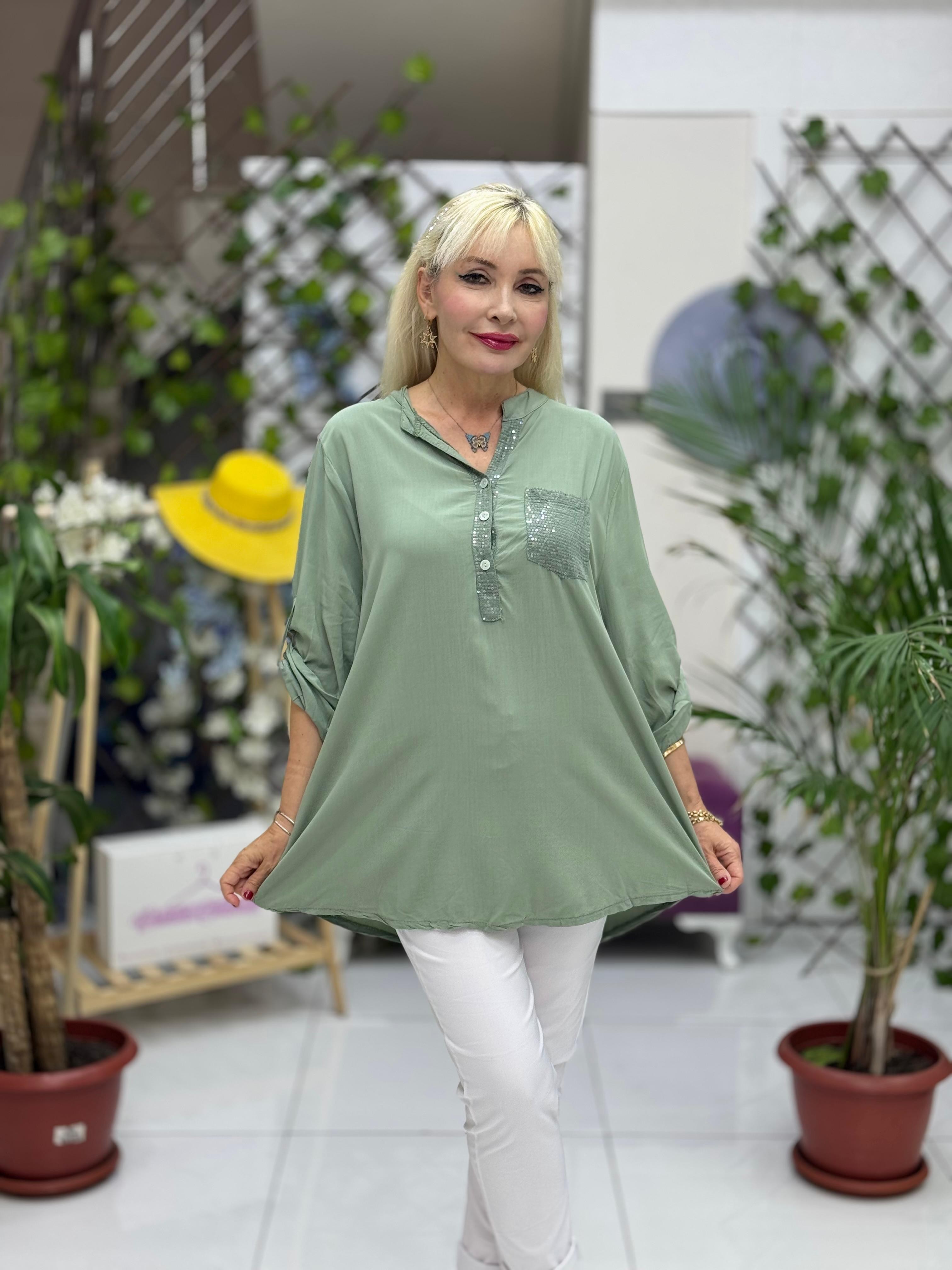 NC15460 İtalyan Coton Bluz Çağla