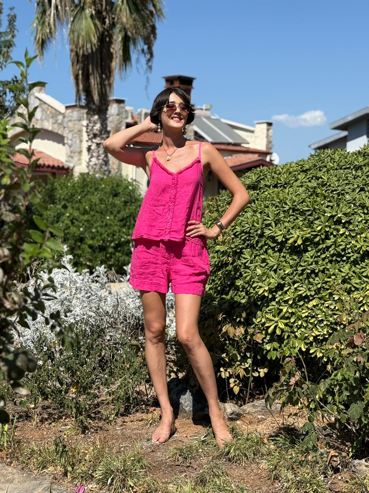 N10661 Traje Italiano Lino Ciruela