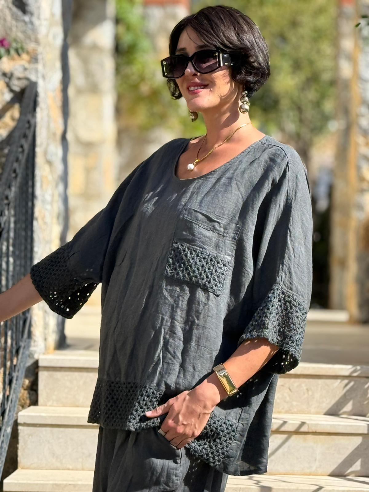 PT12050 İtalyan Keten Takım Füme