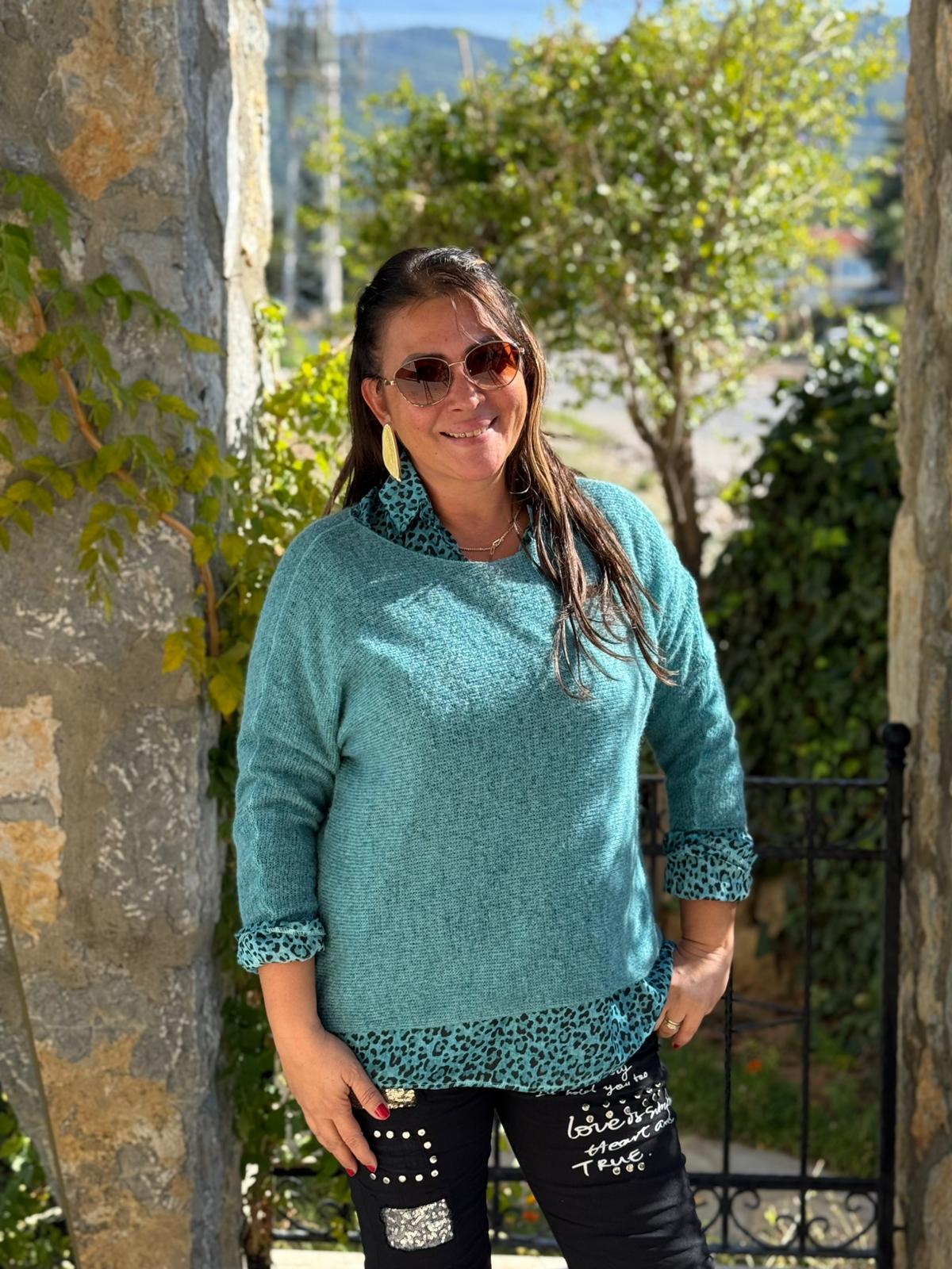 P6811 Prendas de punto con estampado de camuflaje Caqui