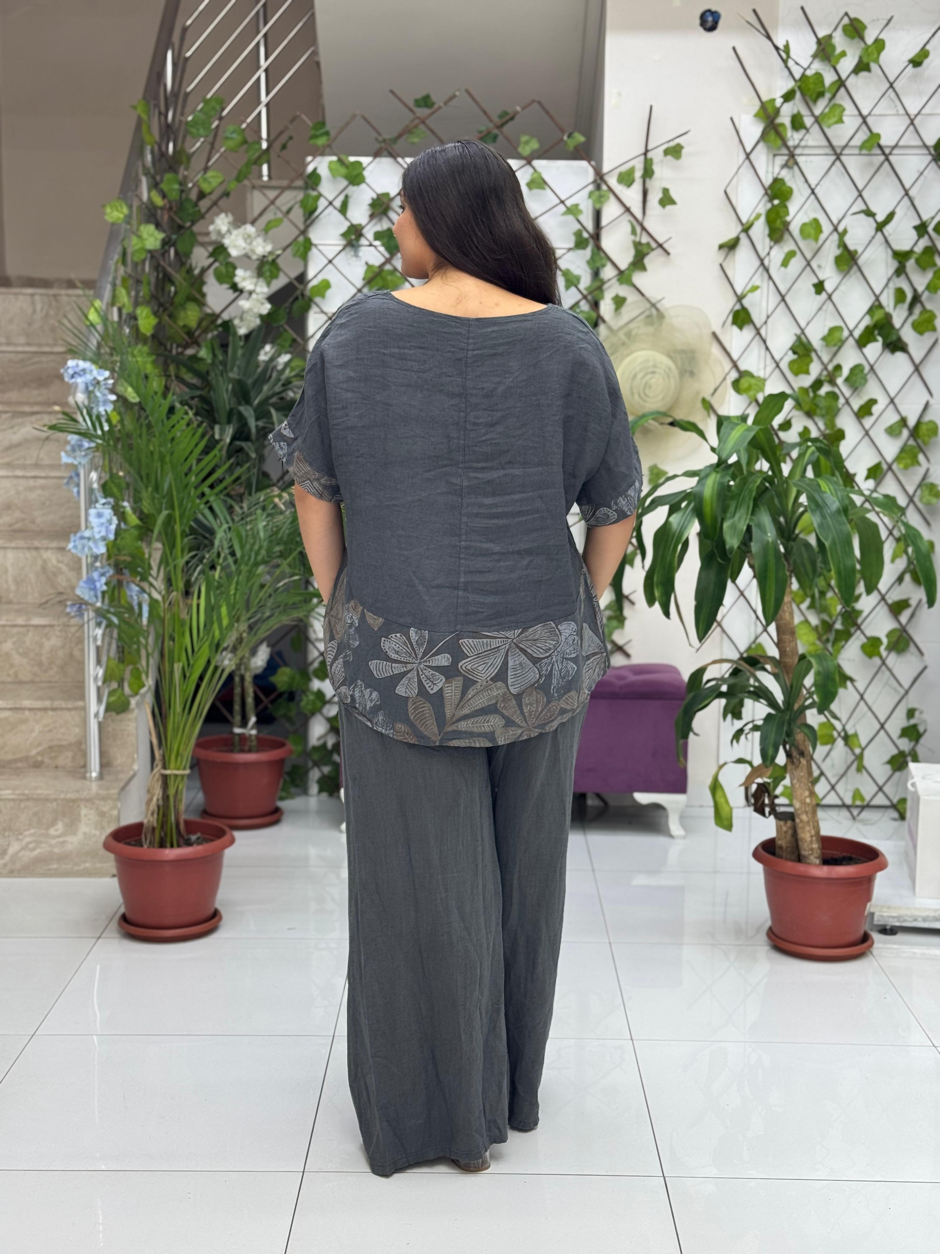 N10661 Traje Italiano Lino Ciruela