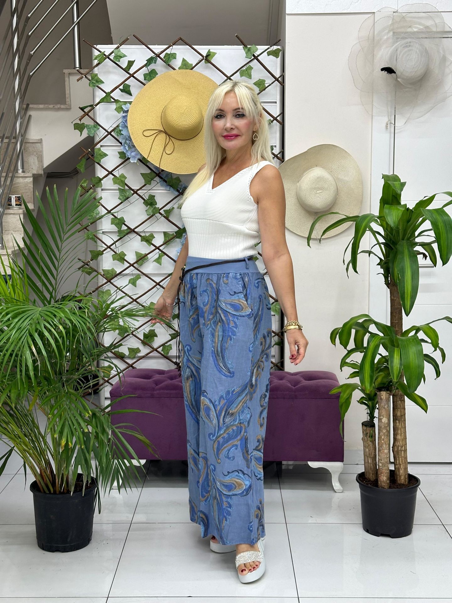 P3090 İTALYAN KETEN PANTOLON MAVİ