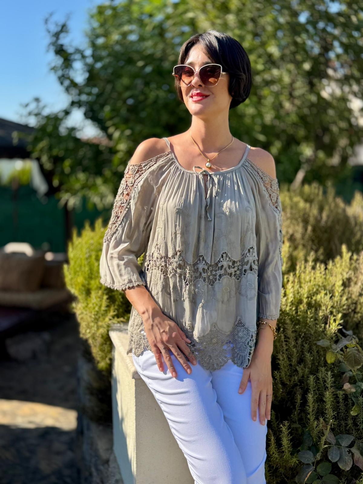 NC9740 İtalyan İpek Bluz Vizon