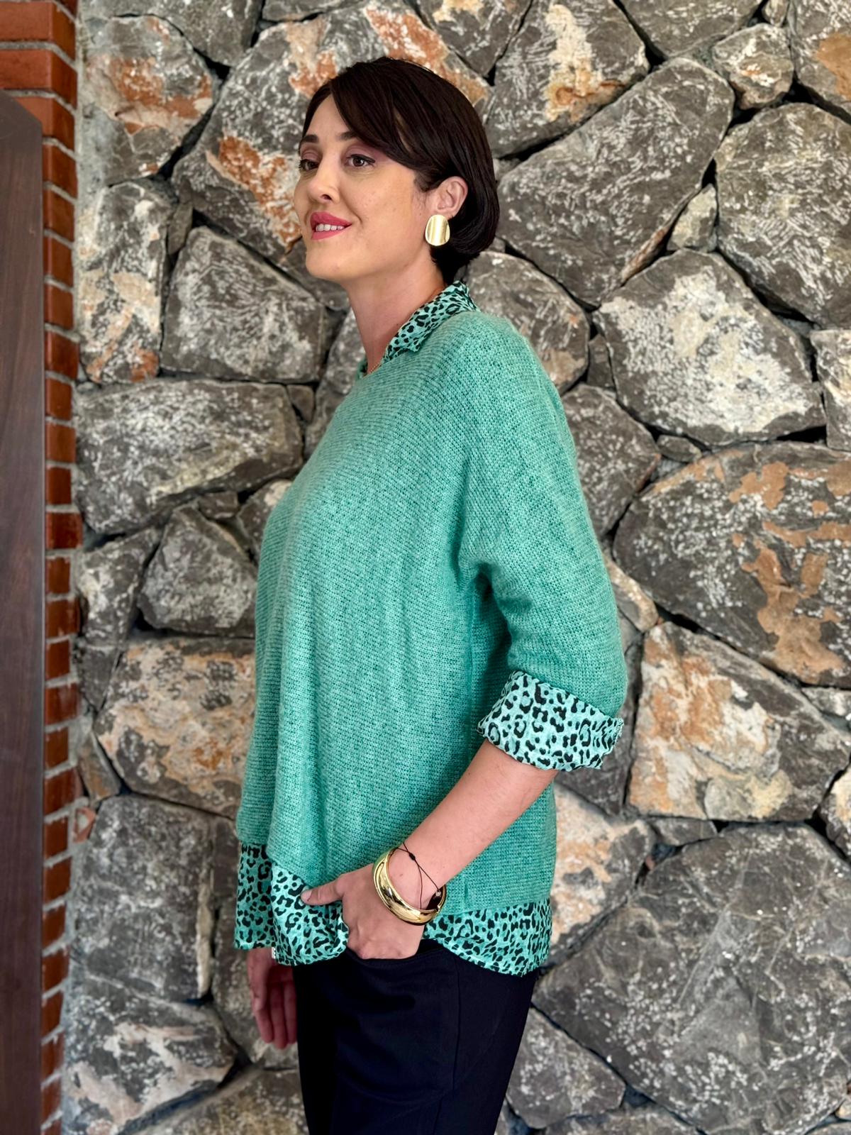 P6811 Prendas de punto con estampado de camuflaje Caqui