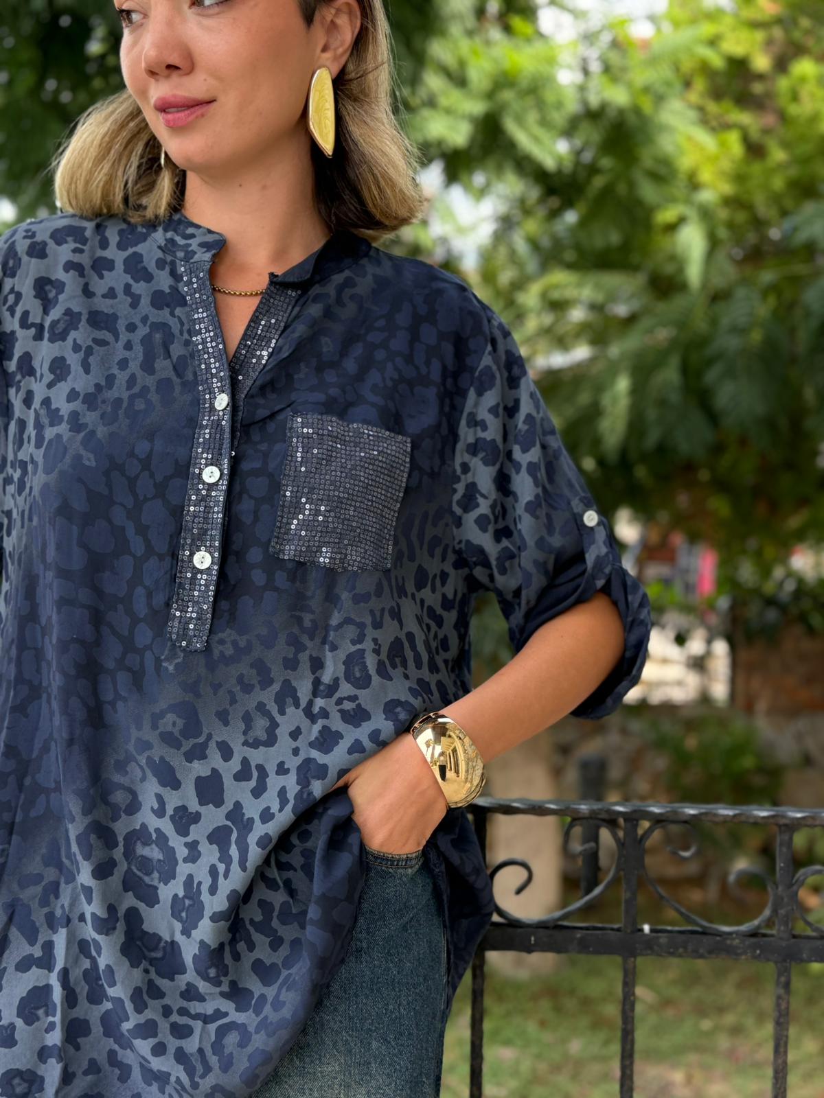 NC63107 İtalyan Coton Bluz Lacivert