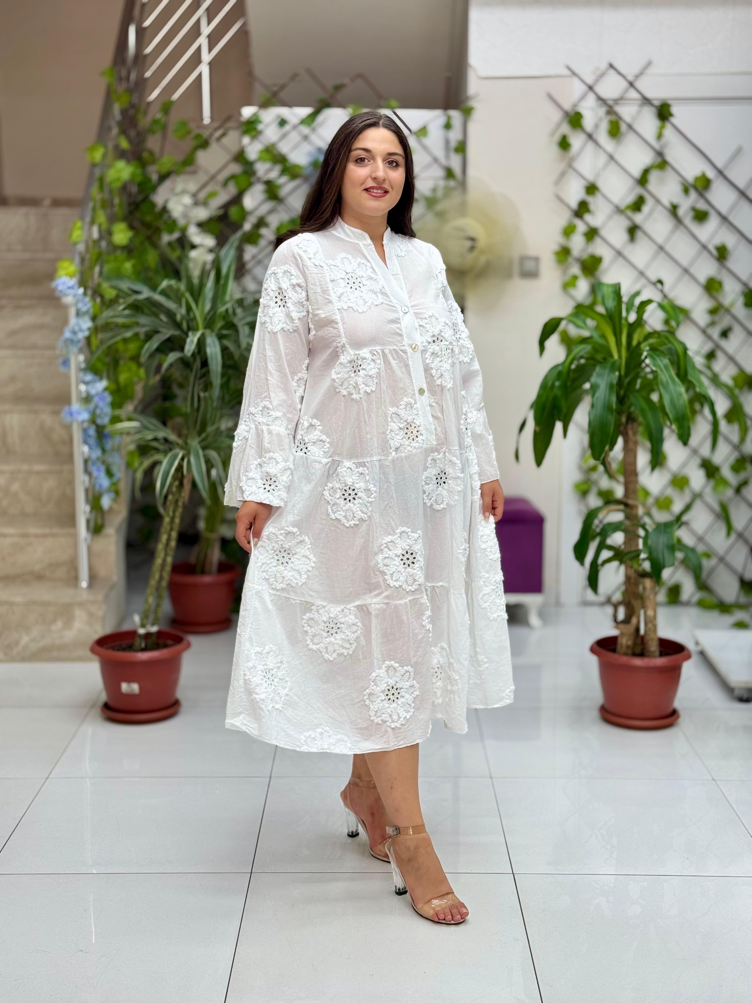 N20725 Vestido de algodón italiano Rosa