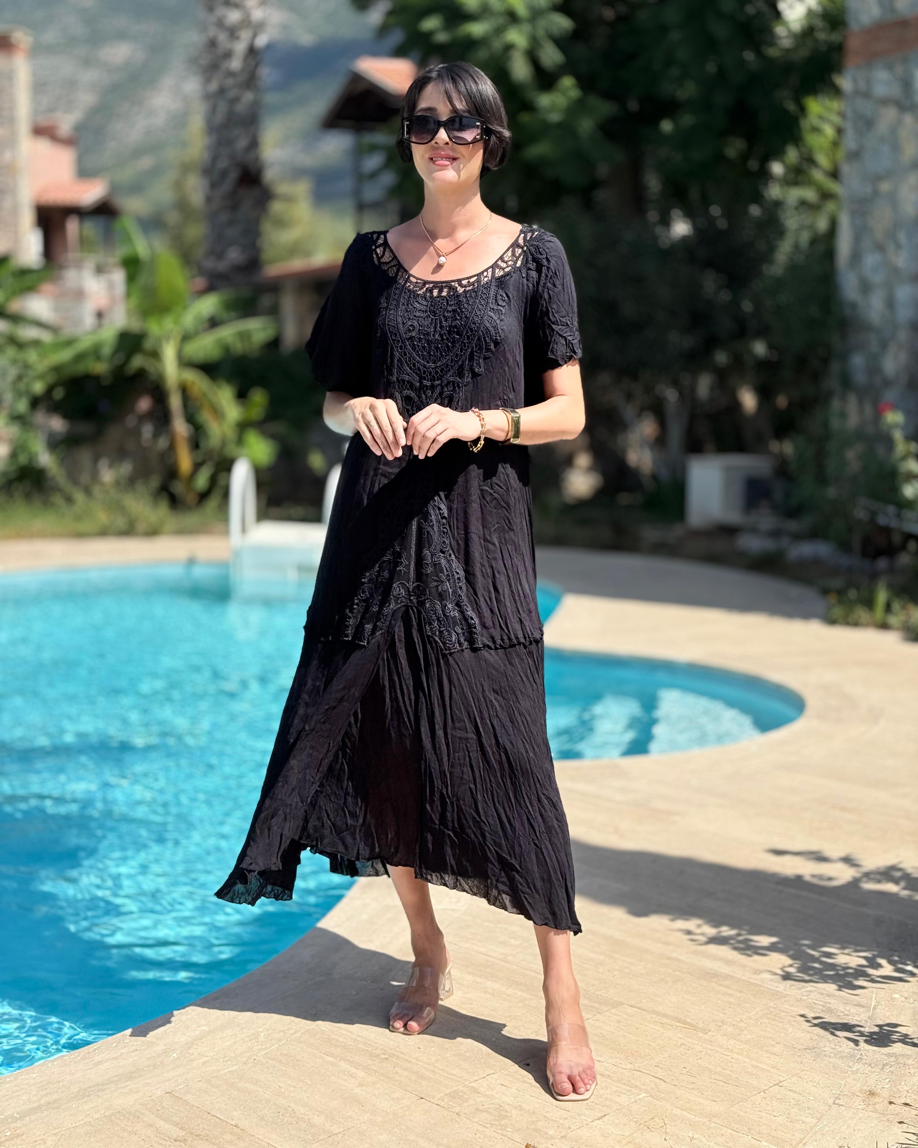 VL1420 Hürrem Vual Elbise Siyah