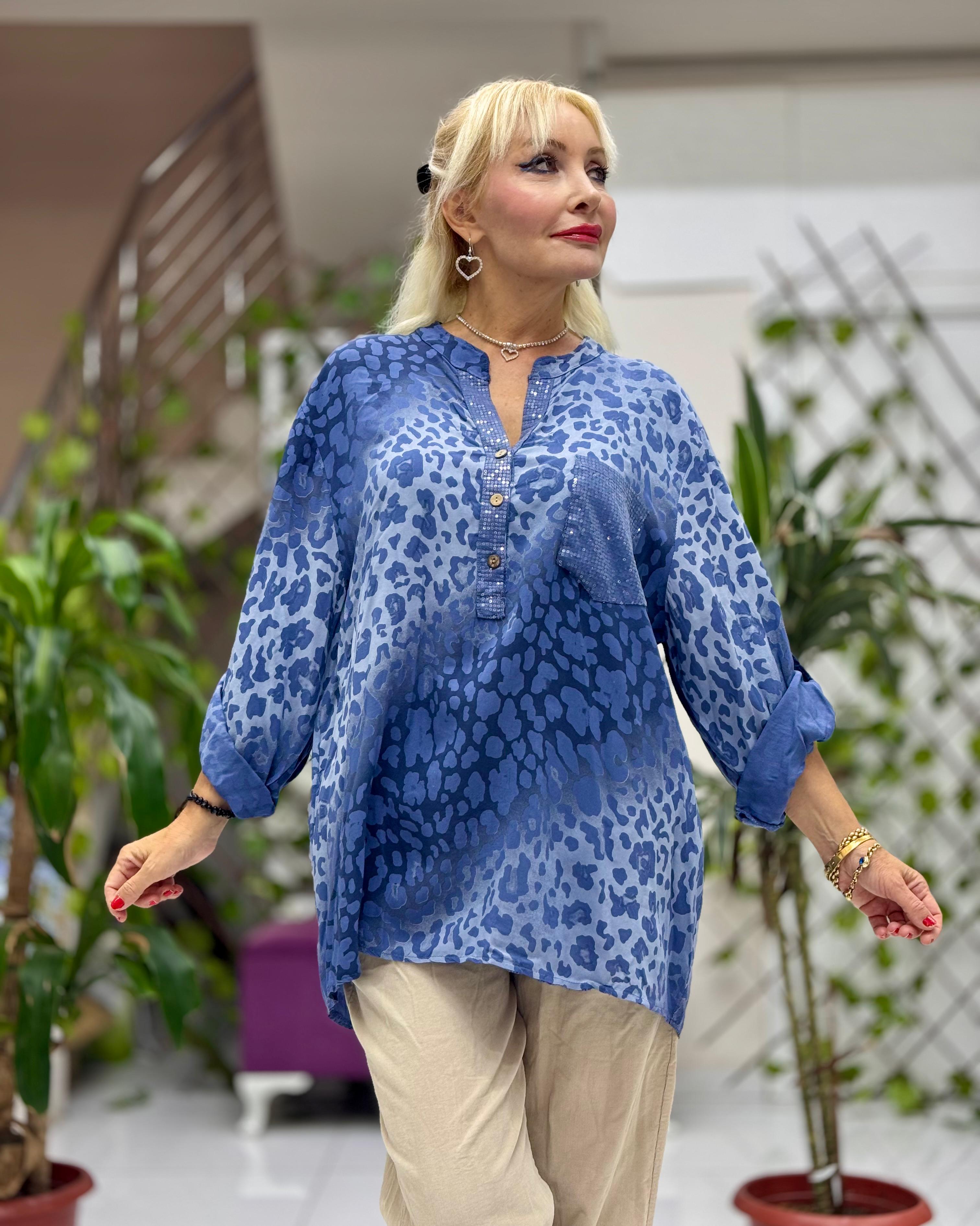 YG2095 İtalyan Coton Bluz Mavi