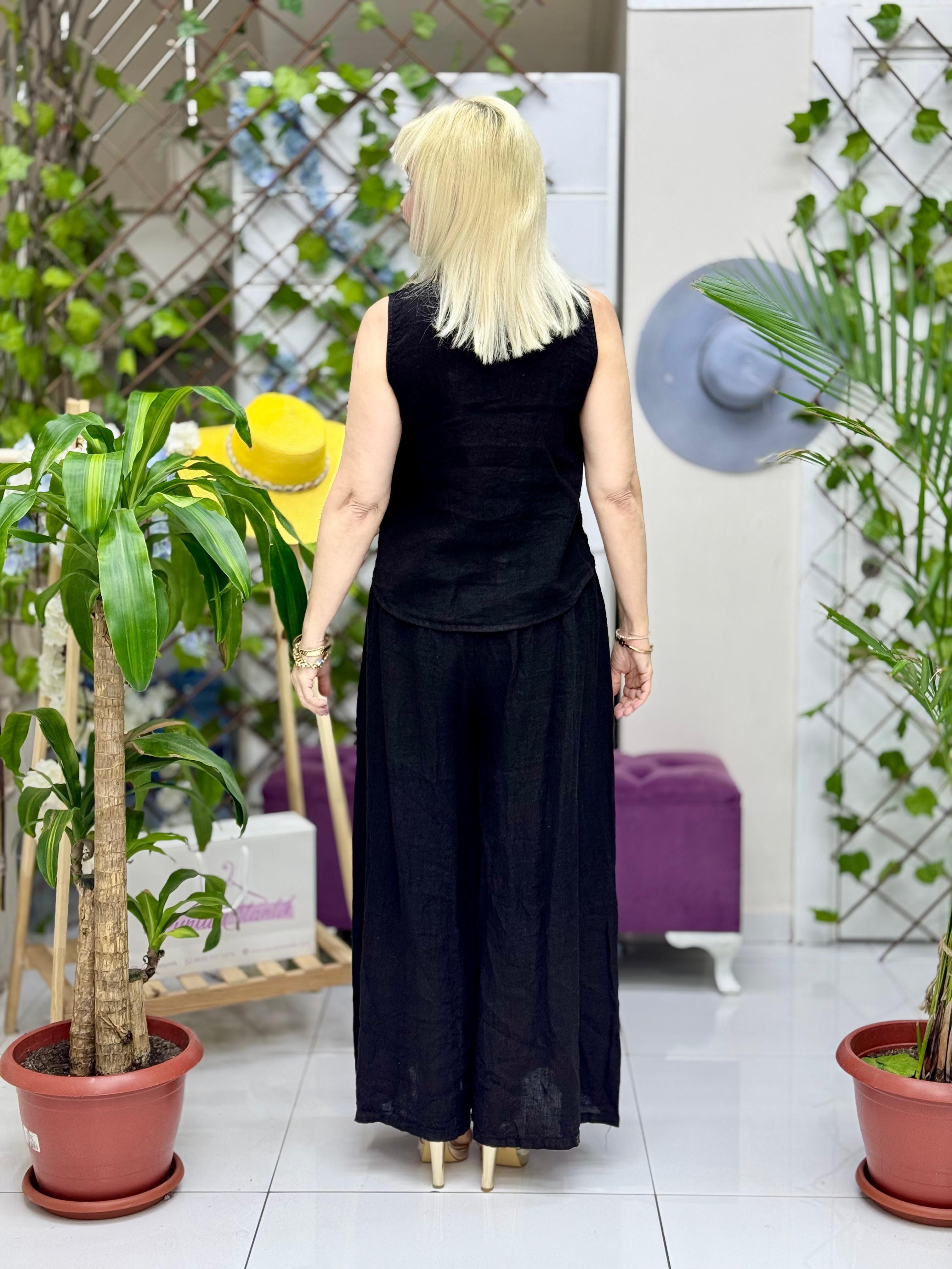 N10661 Traje Italiano Lino Ciruela