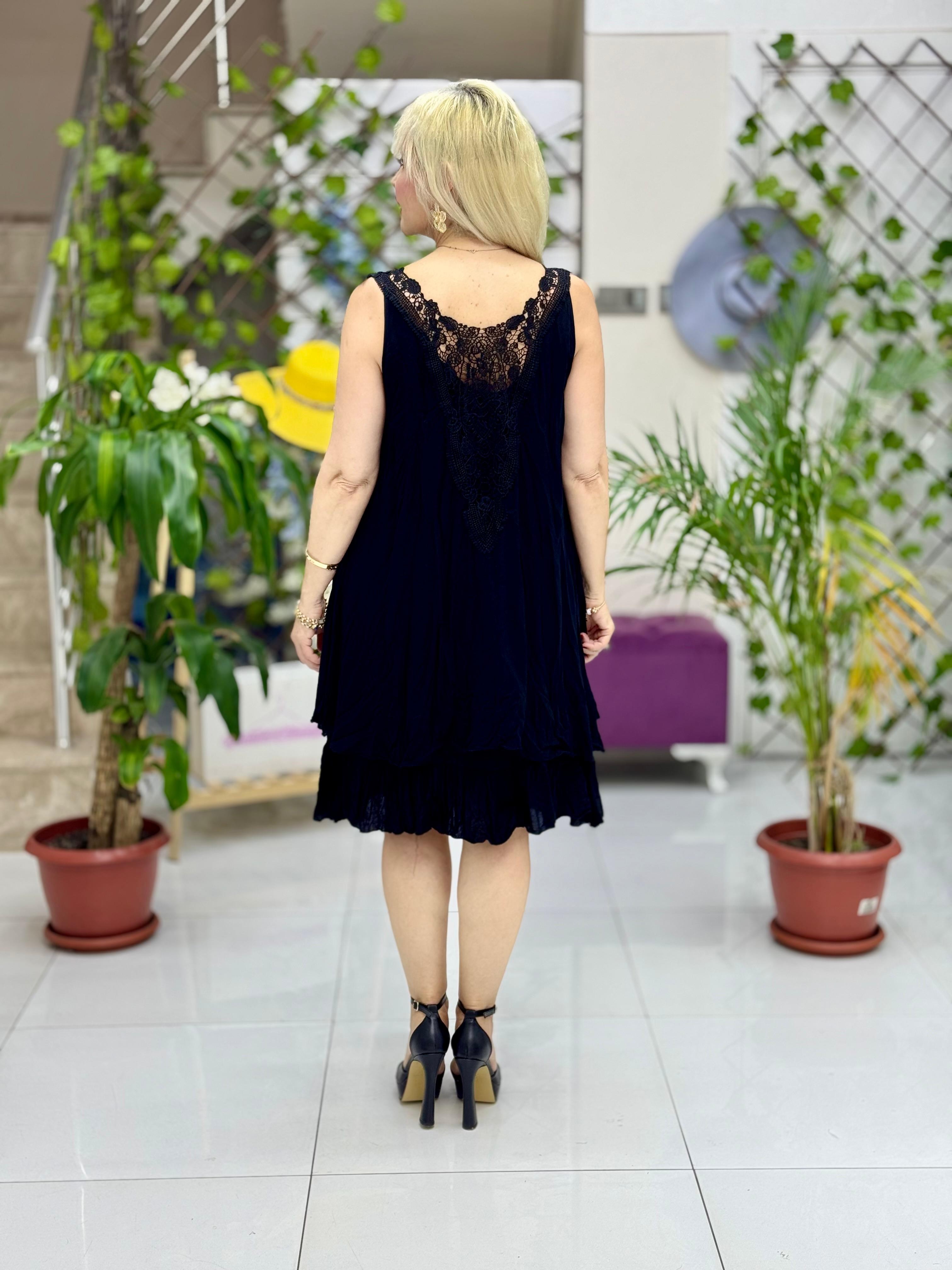 M1207 Minivestido de gasa sin mangas Negro
