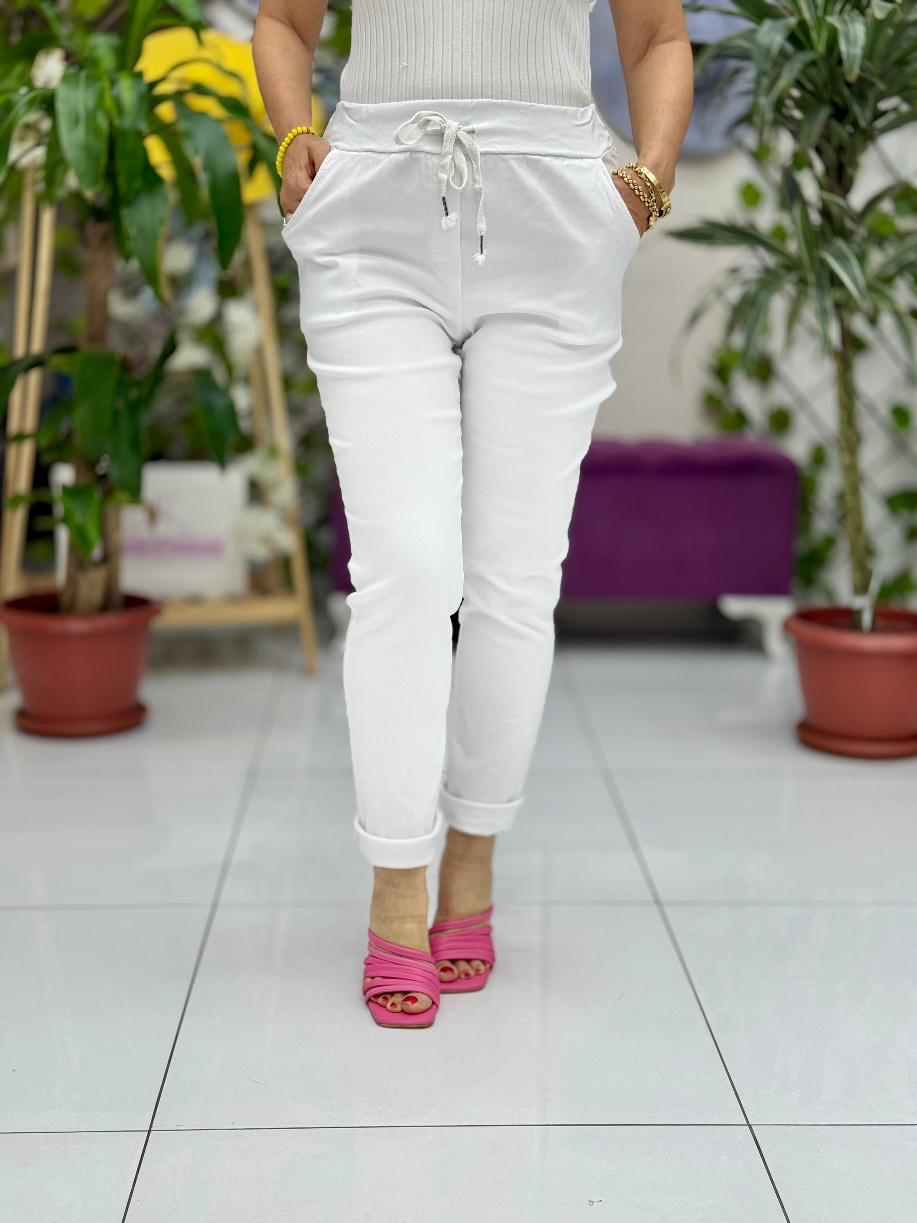 NC24009 İtalyan Coton Pantolon Beyaz