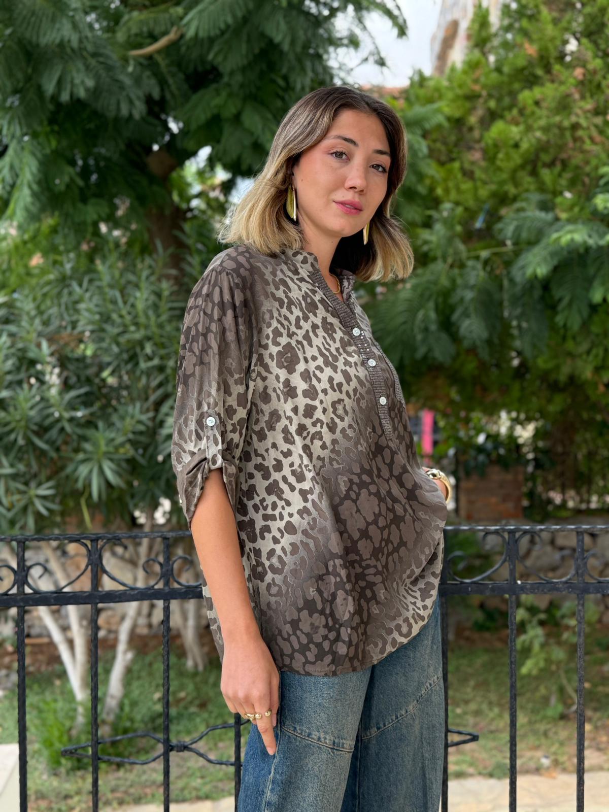 NC63107 İtalyan Coton Bluz Kahve