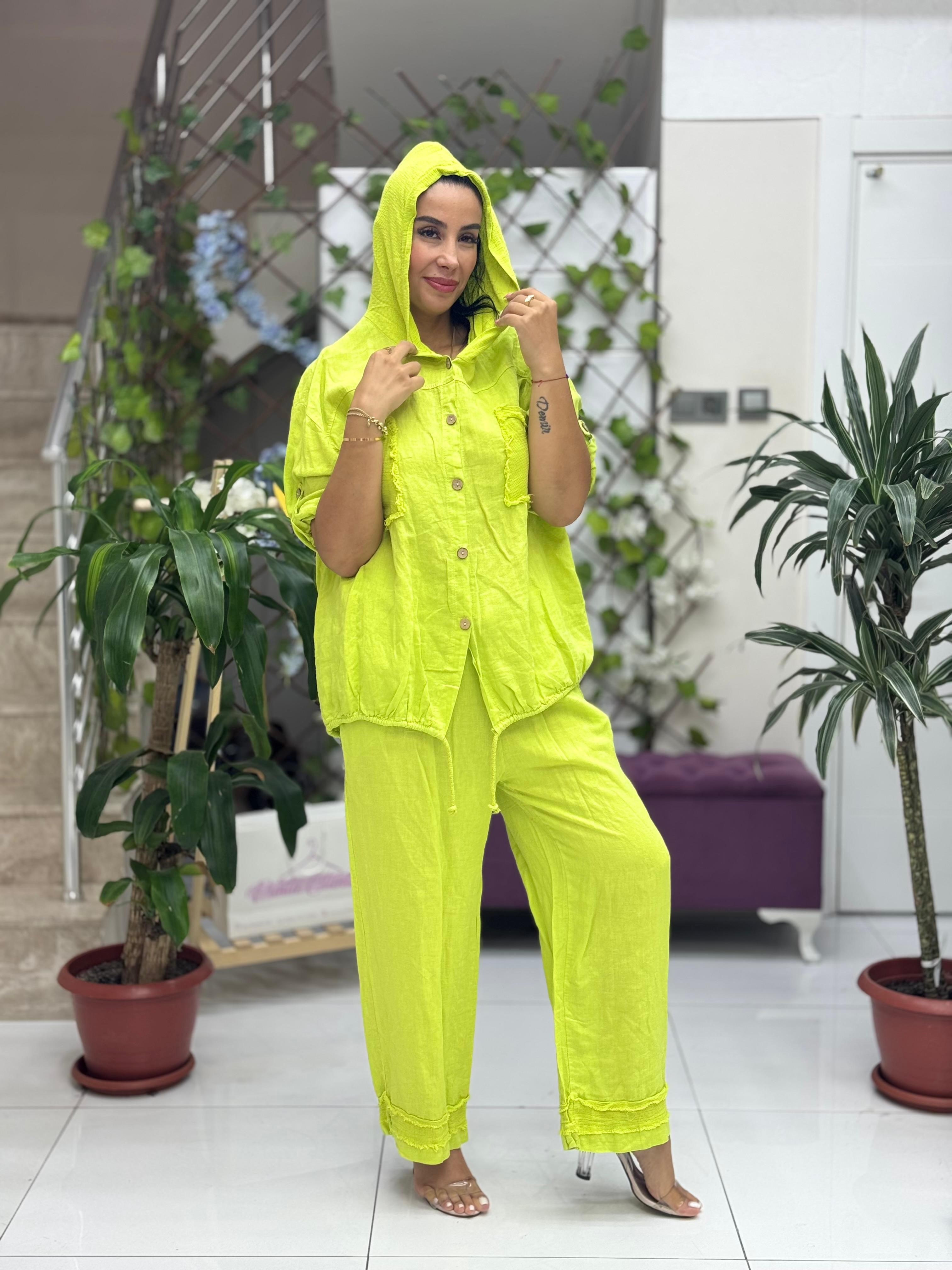 N10661 Traje Italiano Lino Ciruela